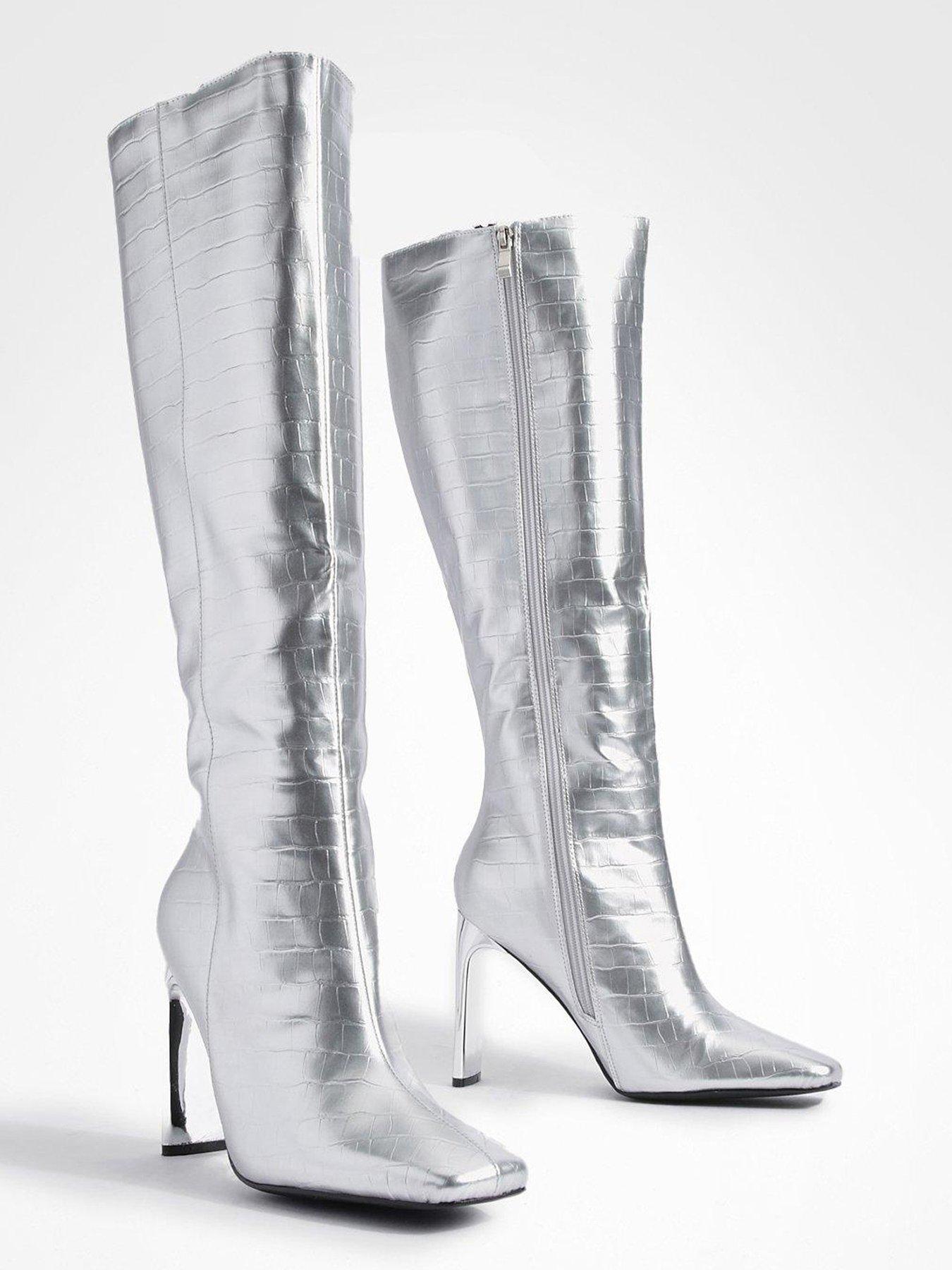 Metallic knee high boots sale