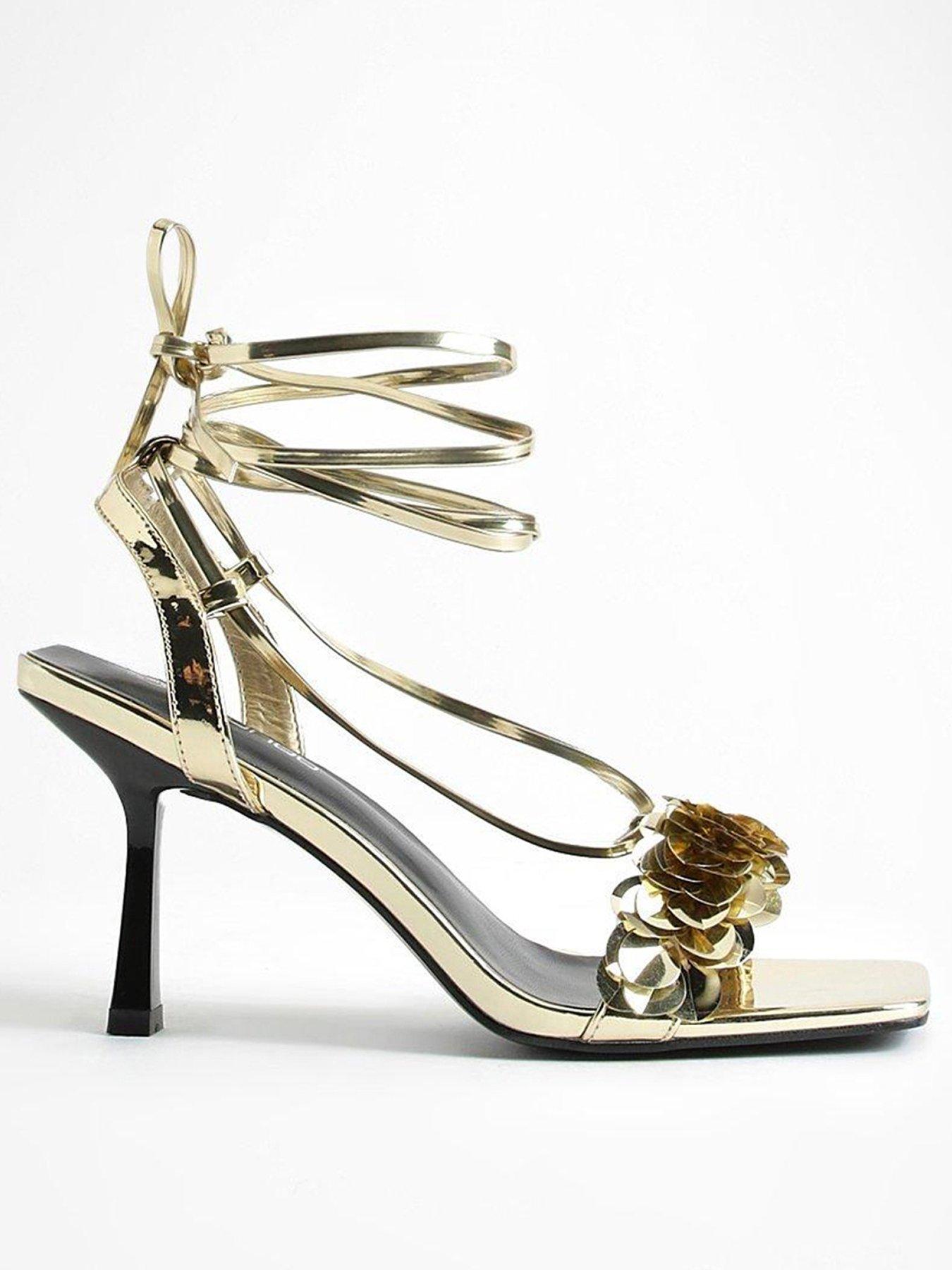 Metallic strappy outlet heels