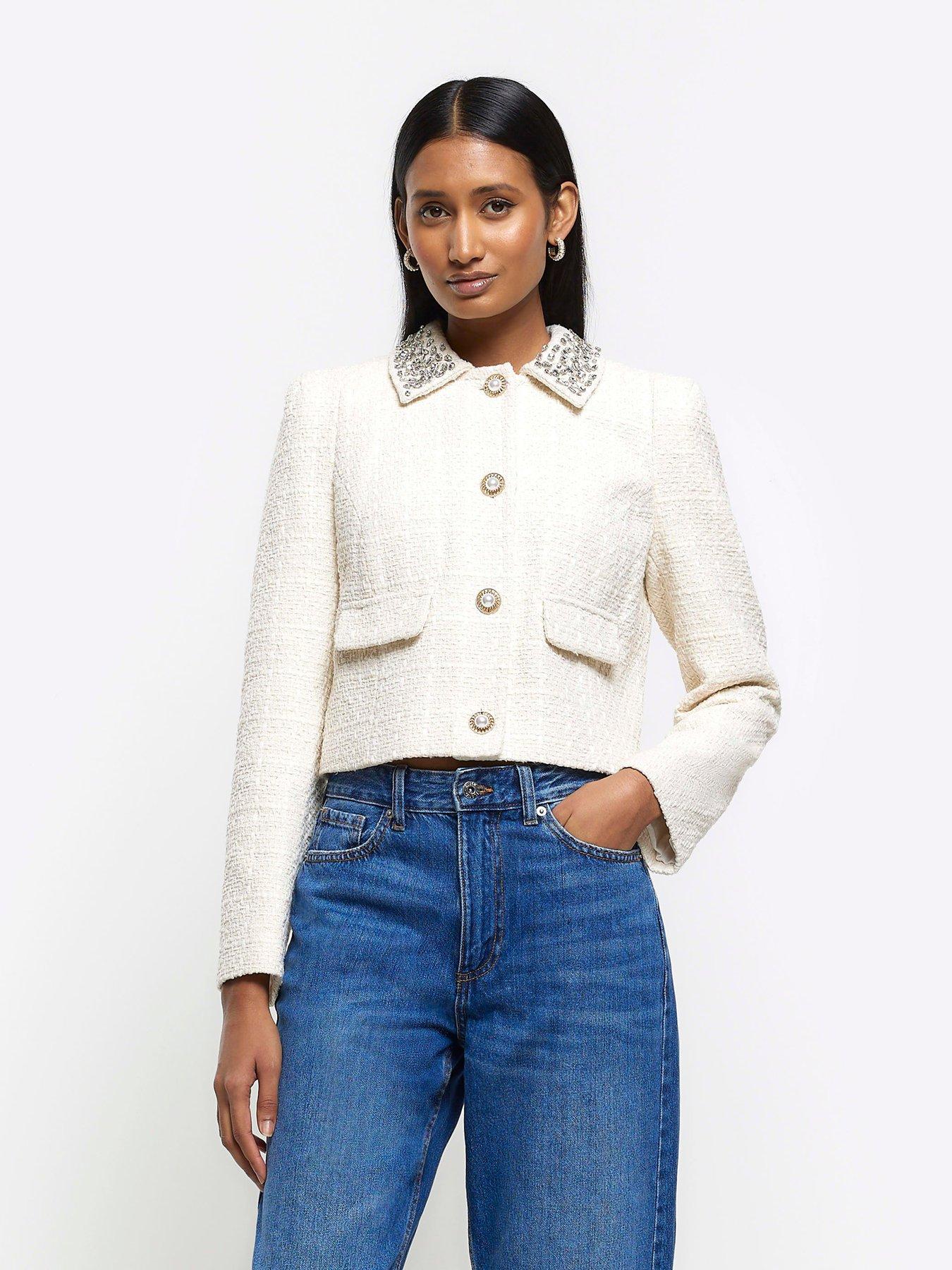 River island white jacket womens sales