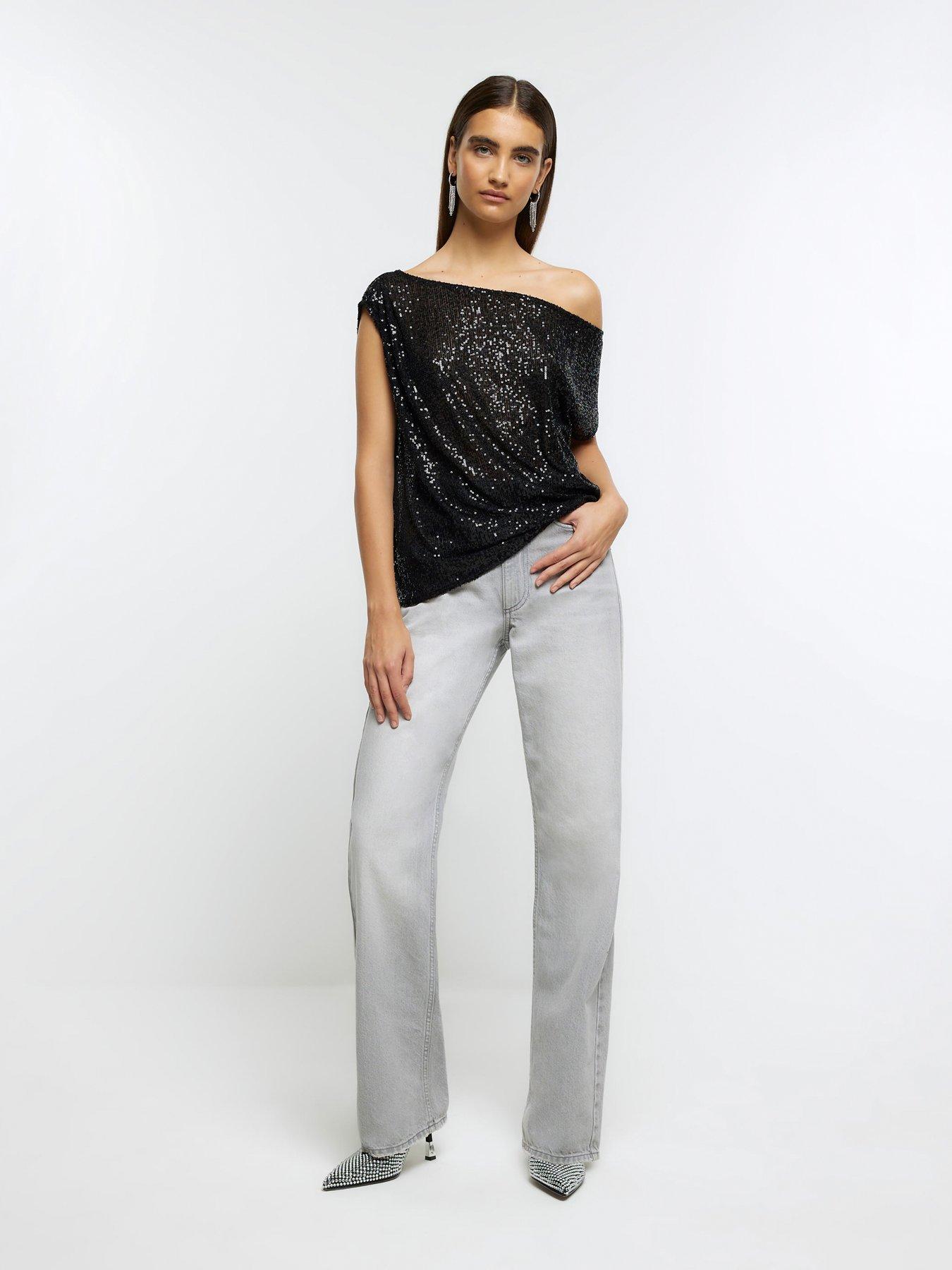 river-island-sequin-one-shoulder-top-blackback