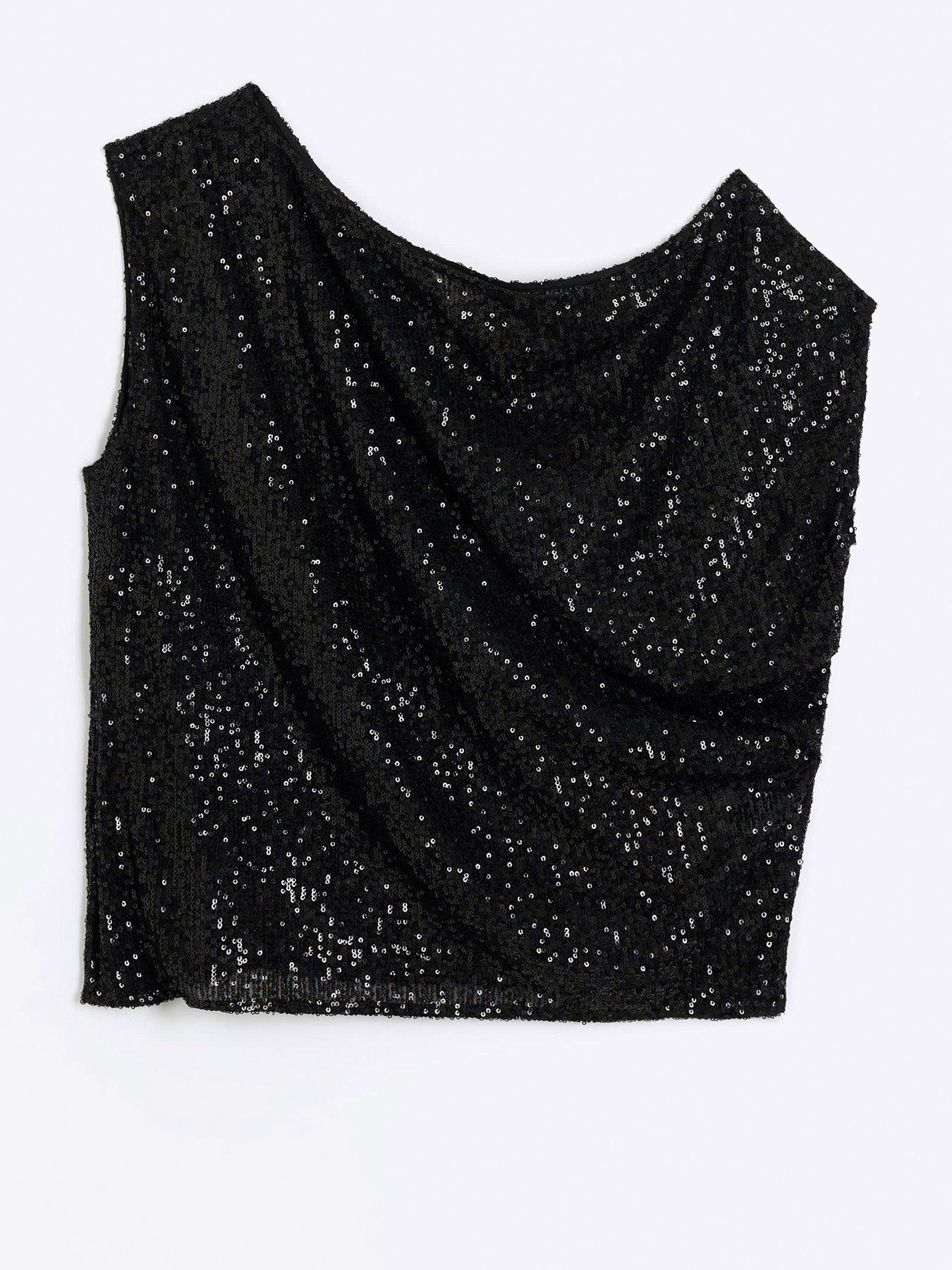 river-island-sequin-one-shoulder-top-blackdetail