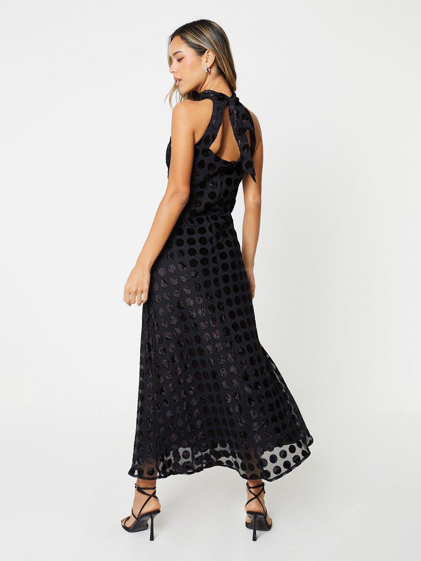 Velvet Spot Devore Halter Neck Midi Dress
