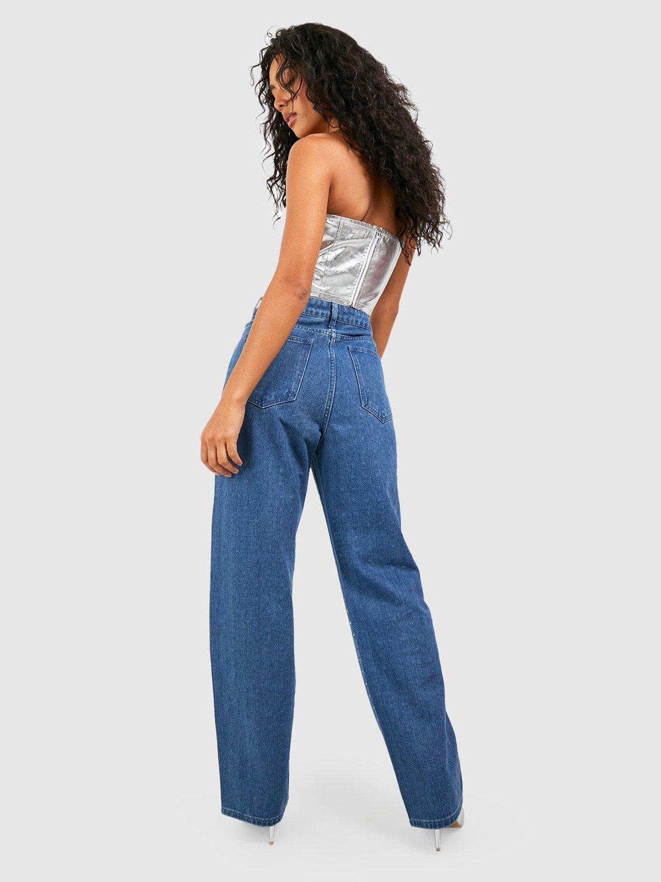 boohoo-diamante-high-waisted-mom-jeans-mid-bluestillFront