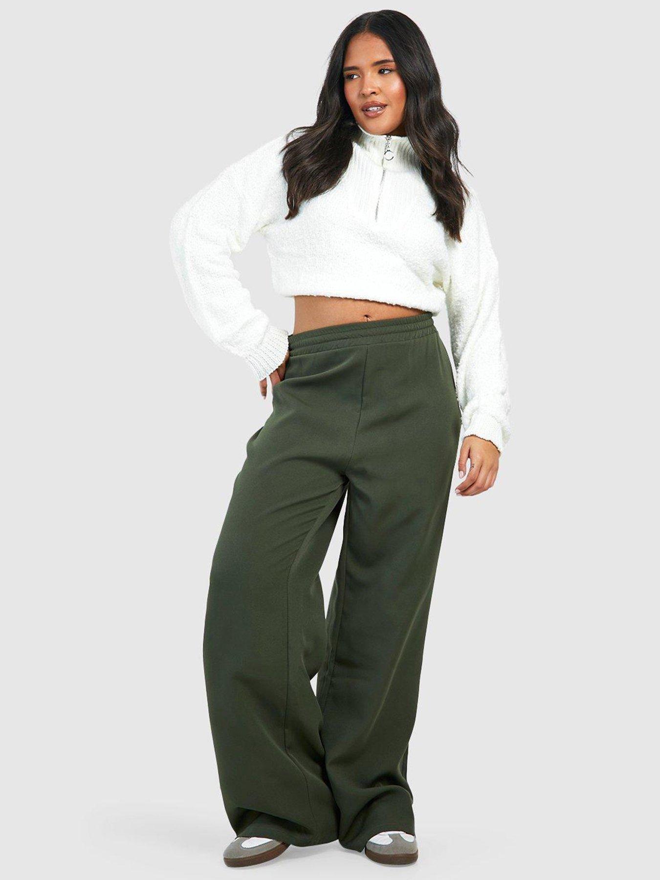 Turn Cuff Wide Leg Relaxed Fit Dress Pants | boohoo