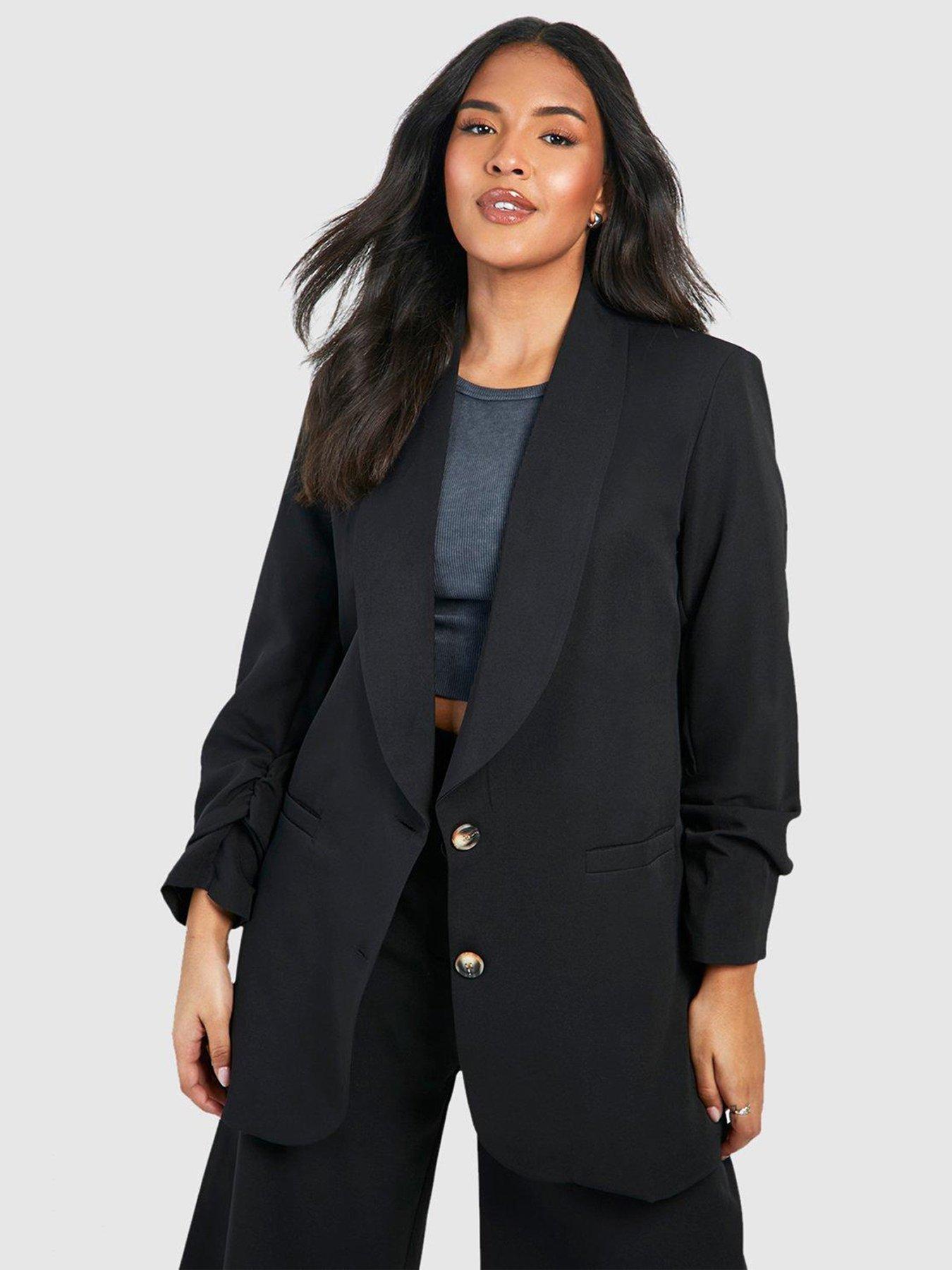 Everyday Ultimate Ruched Sleeve Blazer - Black