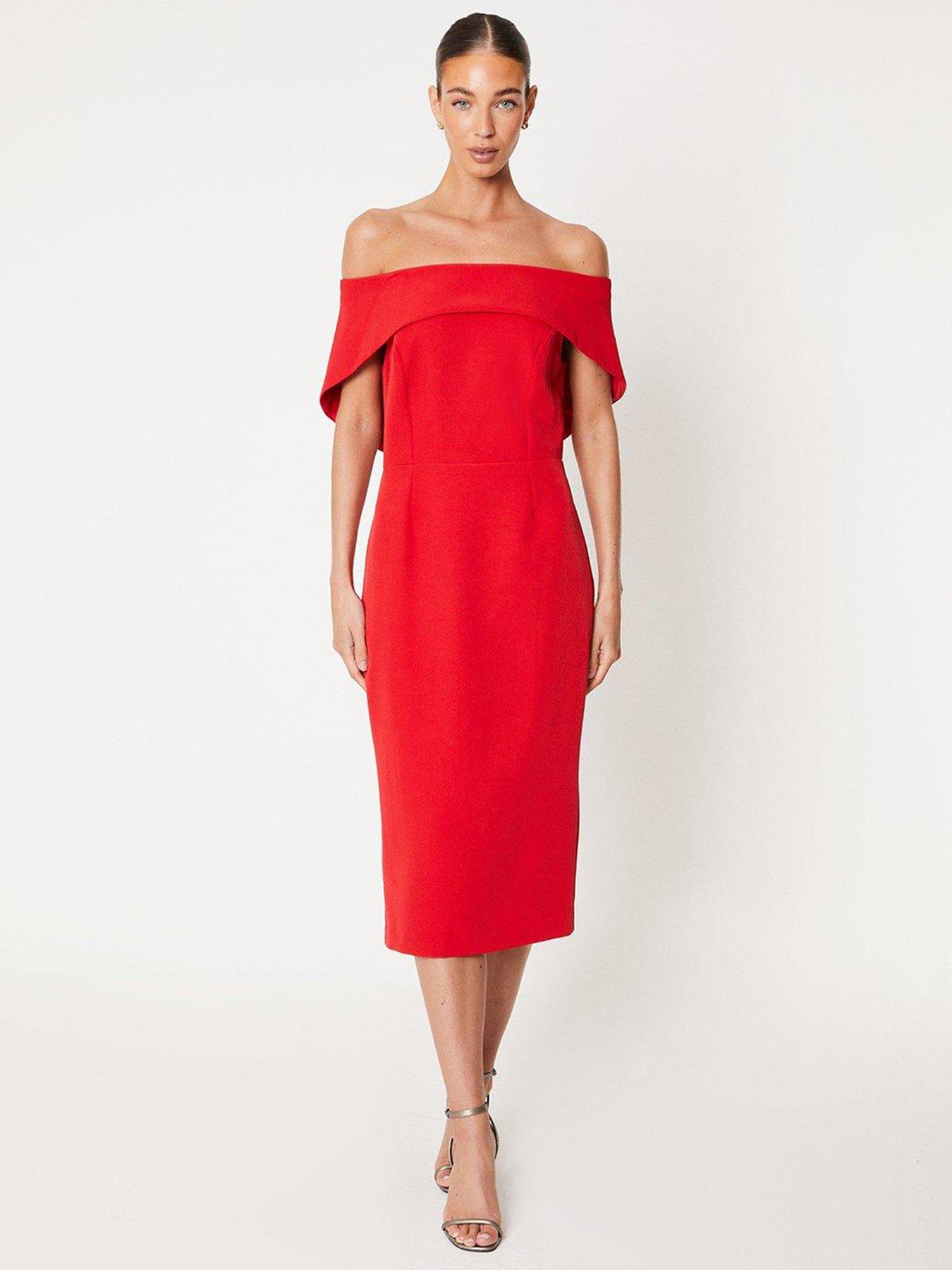 Dresses, Julie Kuyath Frill Shoulder Plunge Neck Jacquard Dress