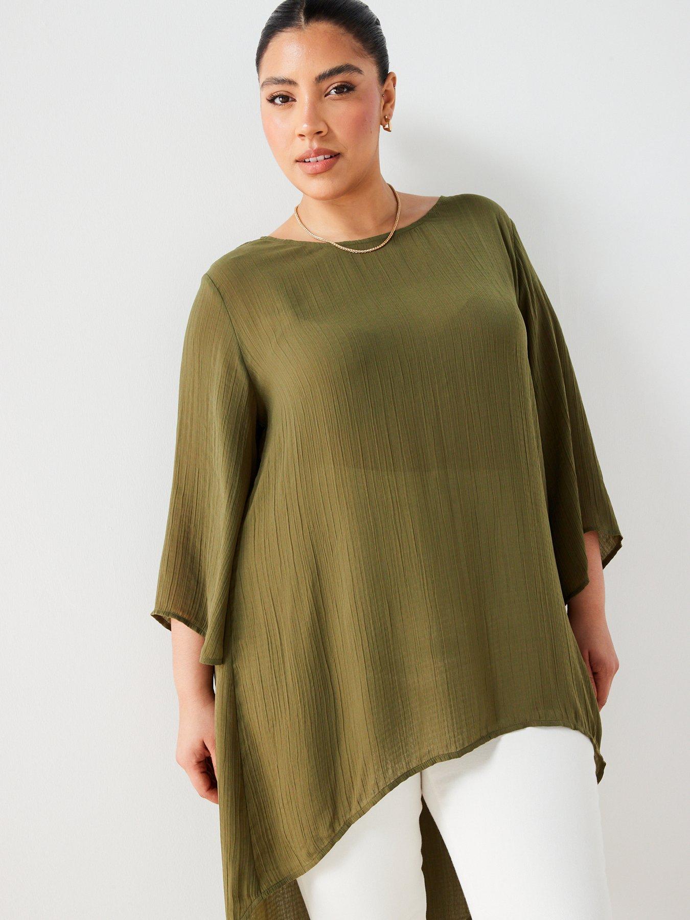 v-by-very-curve-longline-dipped-hem-textured-top-greenoutfit