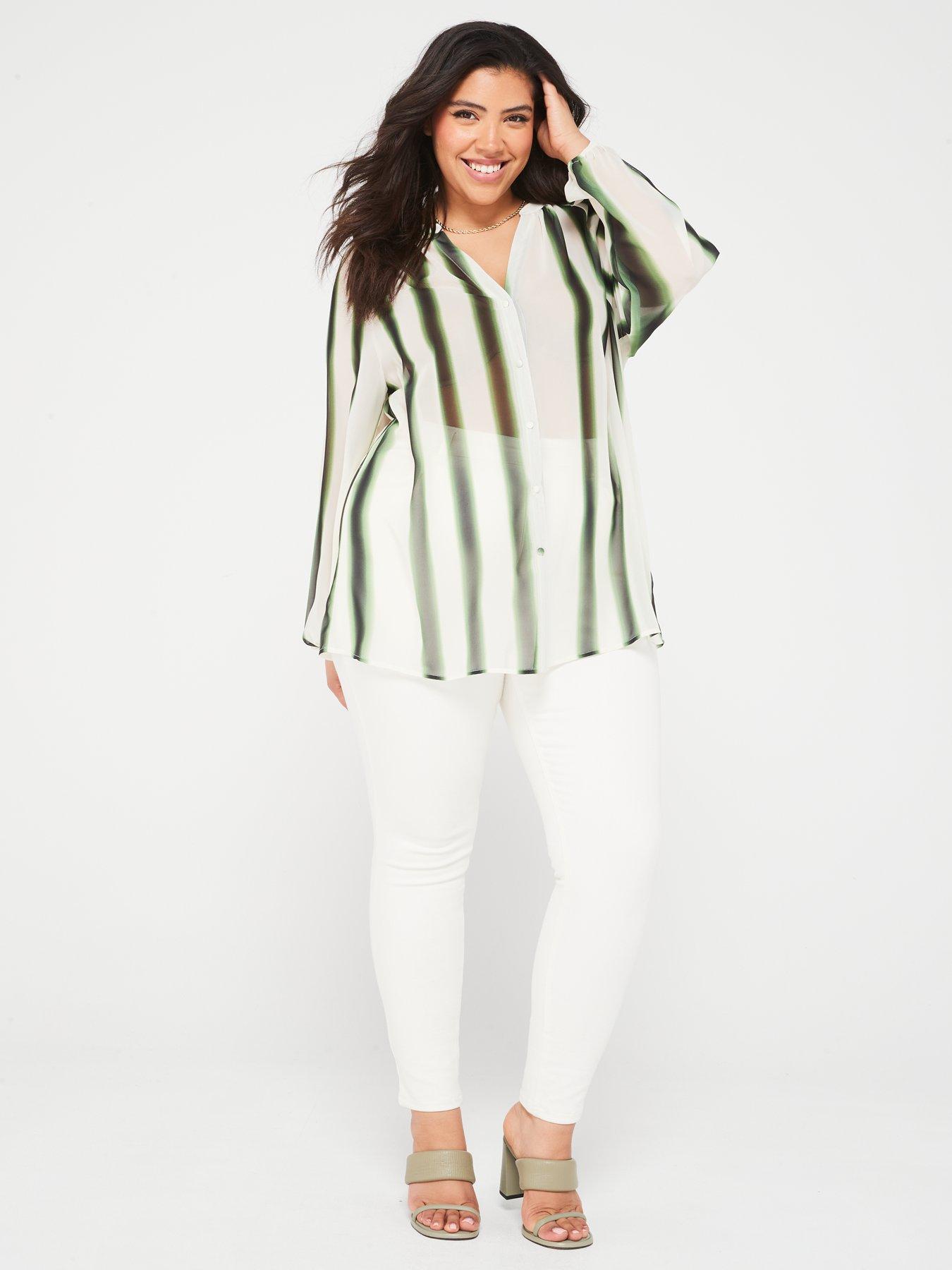 v-by-very-curve-notch-neck-blurred-stripe-sheernbspblouse-green