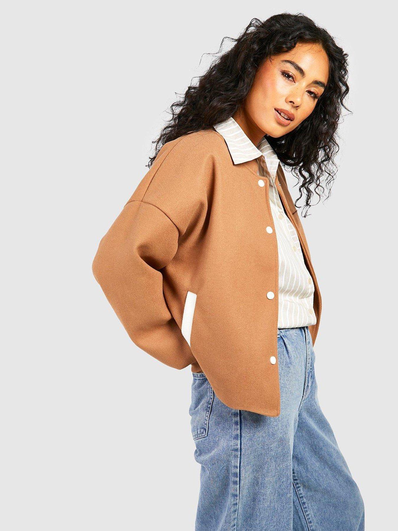 boohoo-textured-bomber-jacket-camel