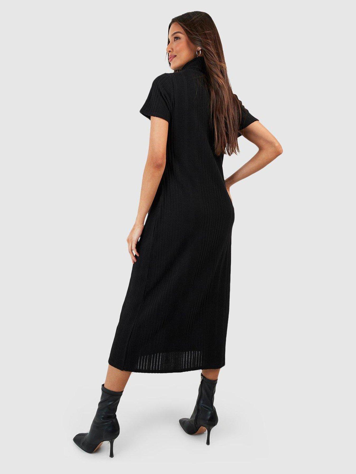 boohoo-textured-rib-roll-neck-midi-dress-blackstillFront