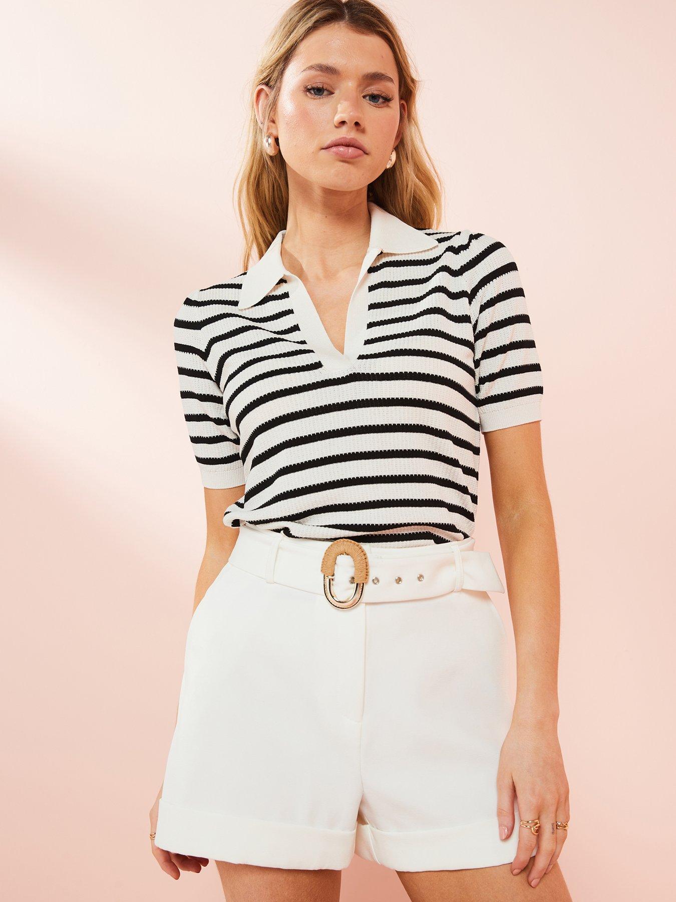 v-by-very-short-sleeve-stripe-jumper-with-collar-blackcream