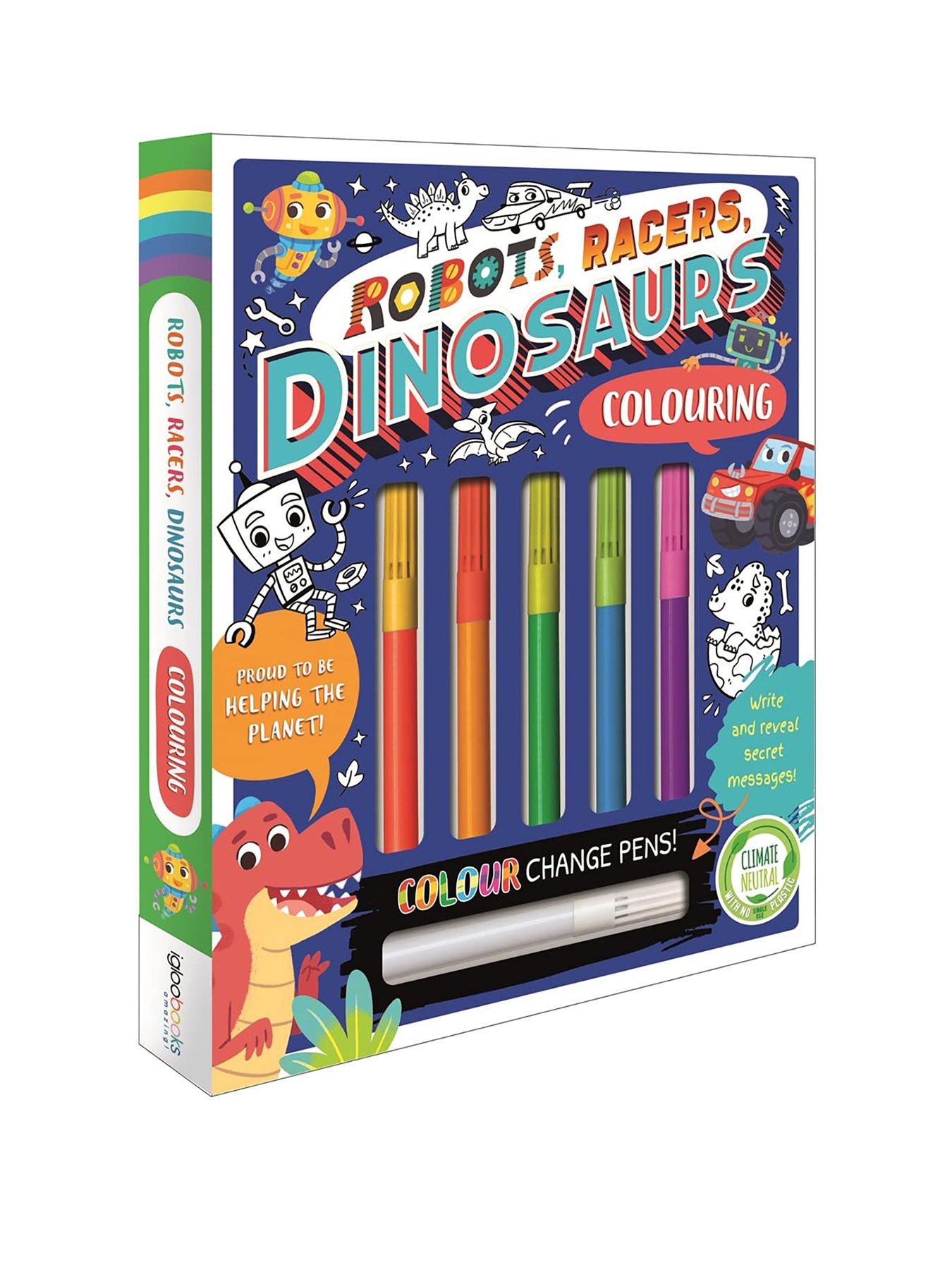 Image 1 of 3 of Robots, Racers, Dinosaurs Colouring Book & Pen Set