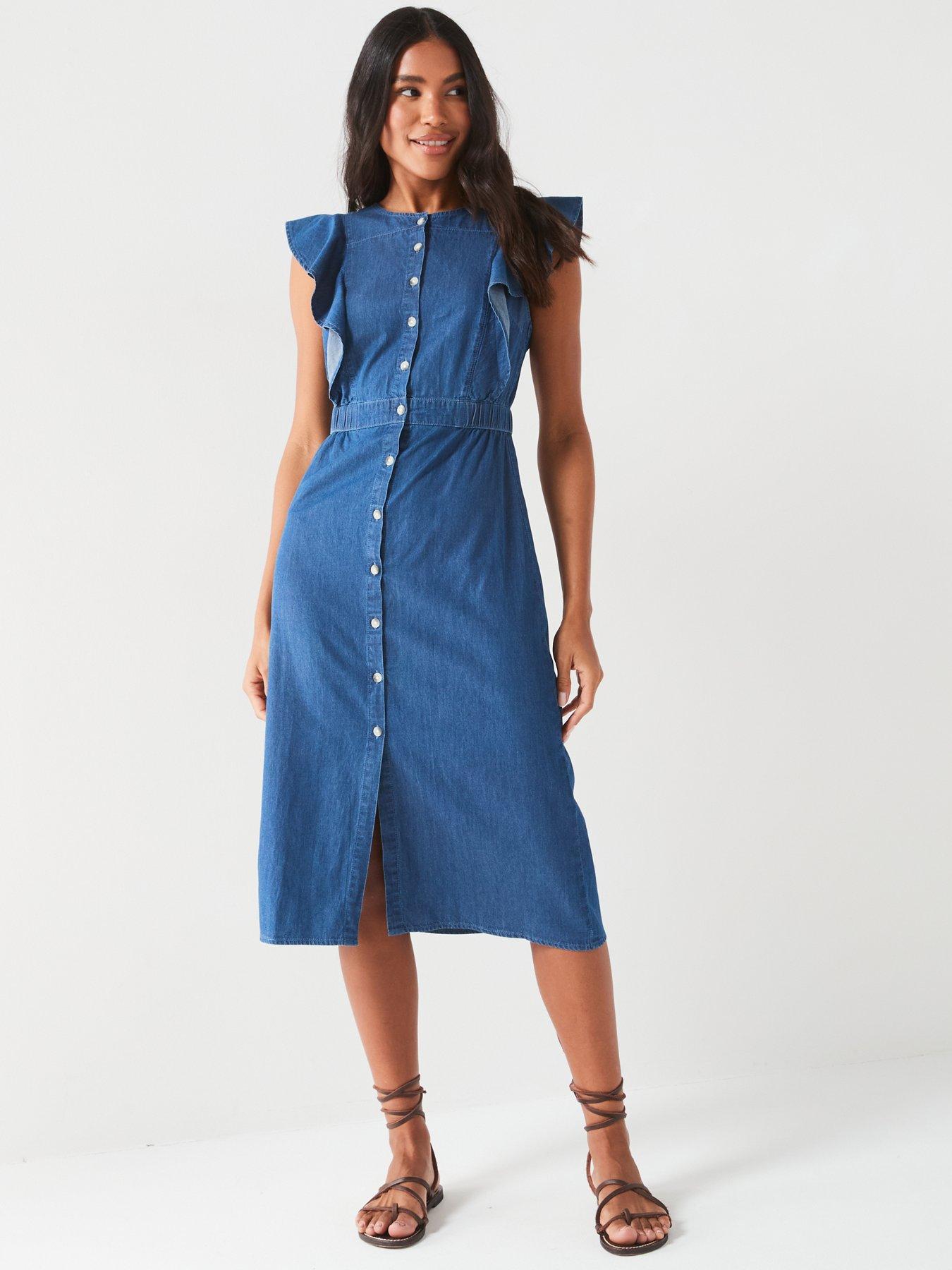 v-by-very-sleeveless-ruffle-denim-midi-dress-dark-washoutfit