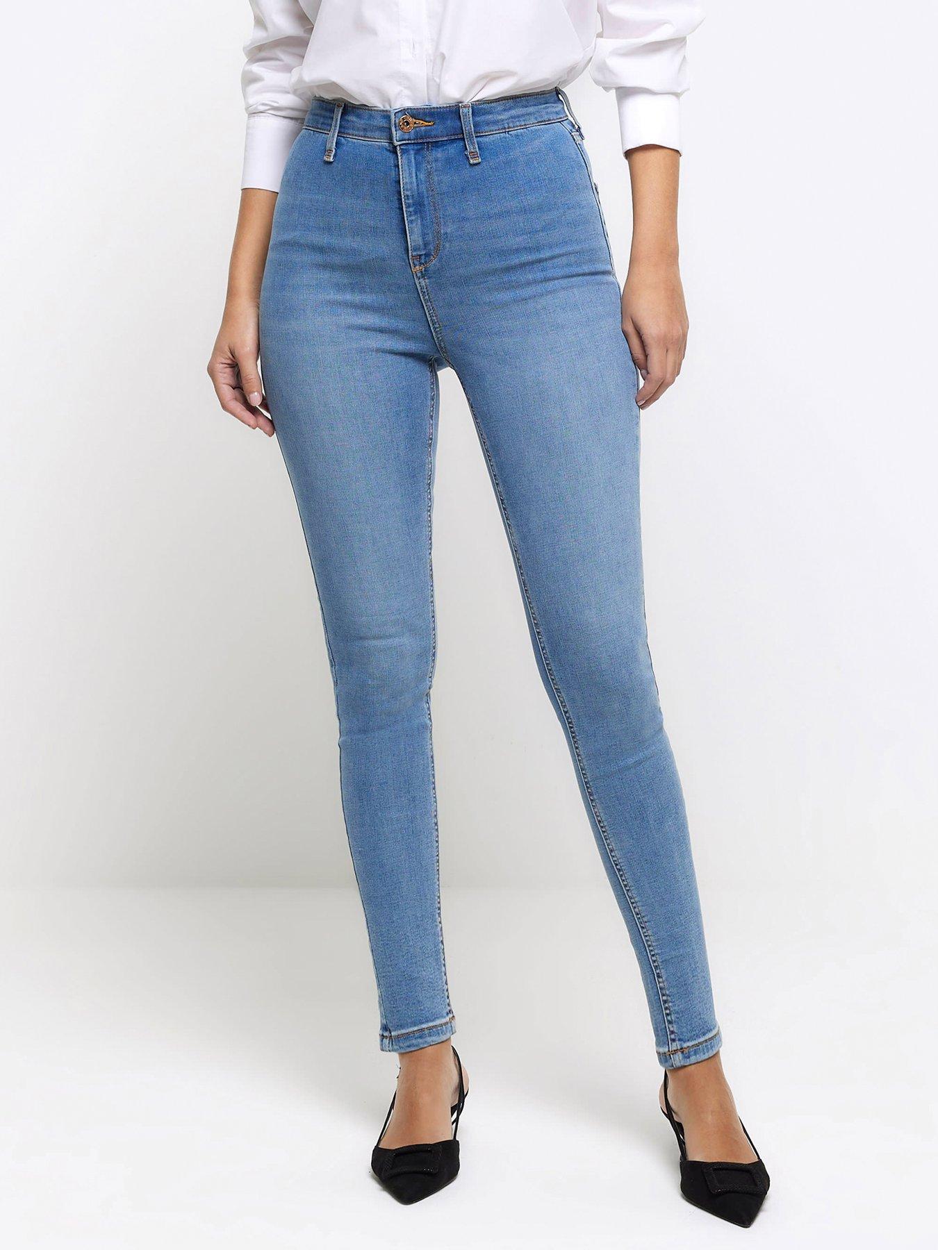 Image 1 of 5 of River Island High Rise Kaia Jeans - Mid Blue