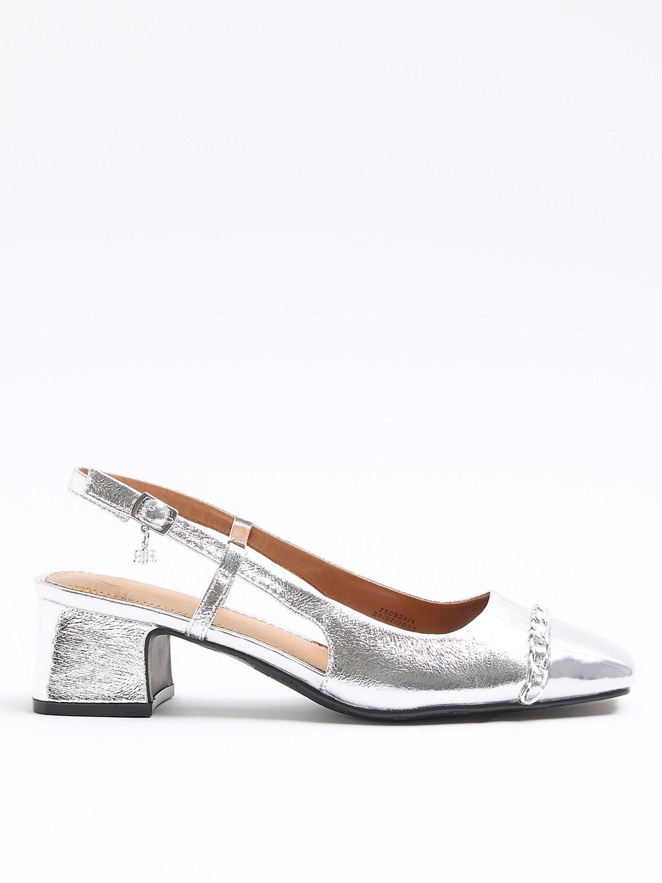 Sezane | Shoes | New Sezane Low Helena Courts Silver Glitter Block Heels |  Poshmark