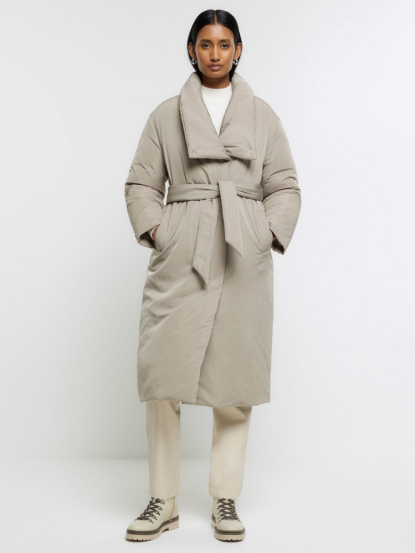 Funnel neck hot sale wrap coat