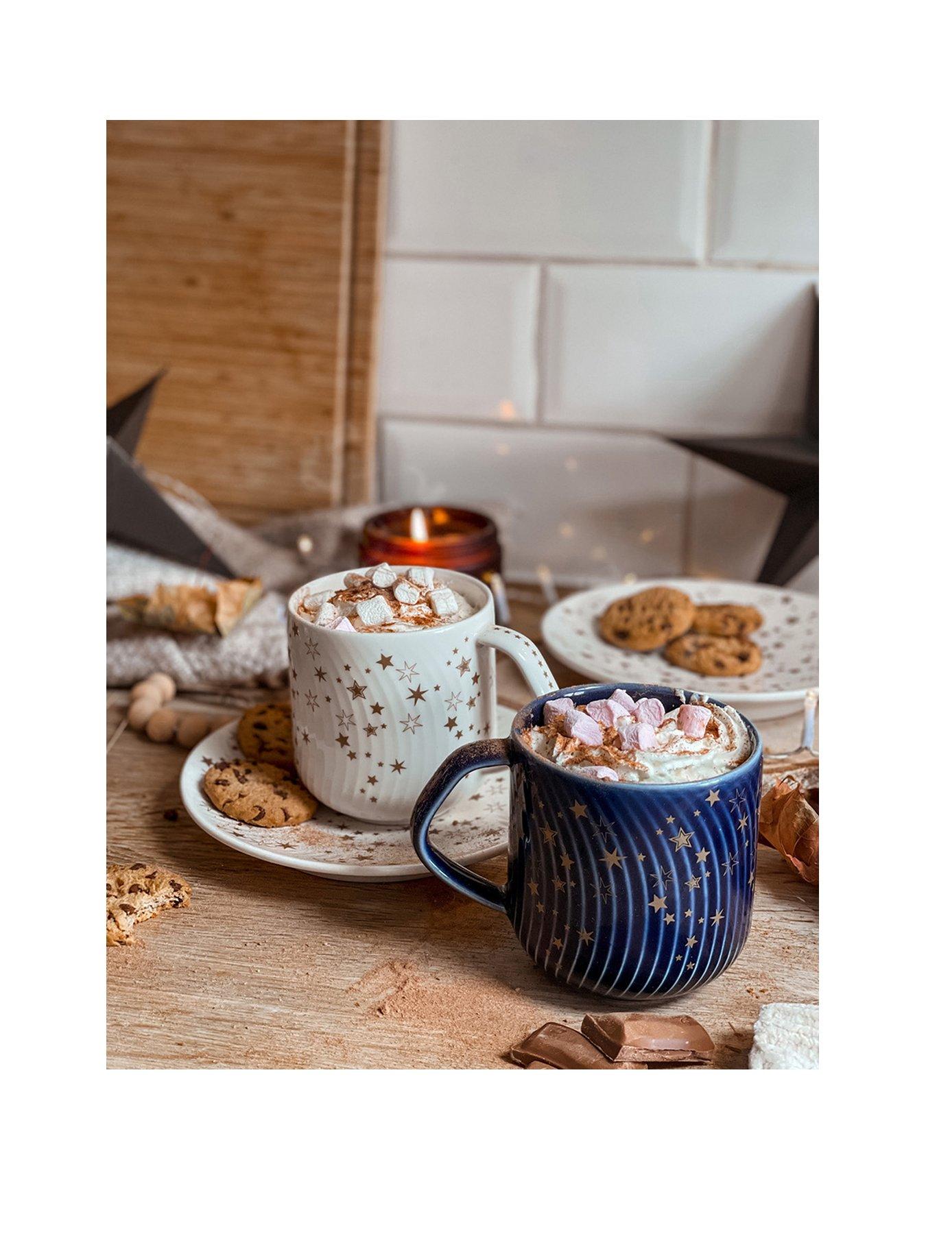 undefined Porcelain Stars Mugs in White – Set of 2