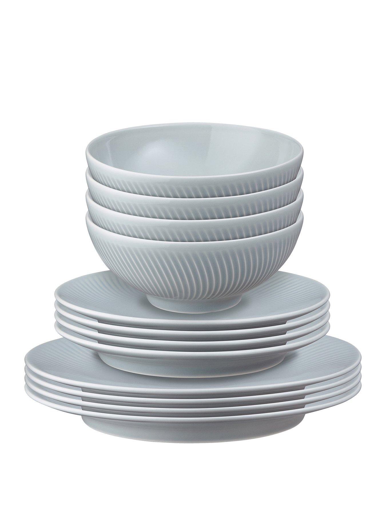 Image 1 of 5 of Denby Porcelain Arc 12-Piece Tableware Set in Grey