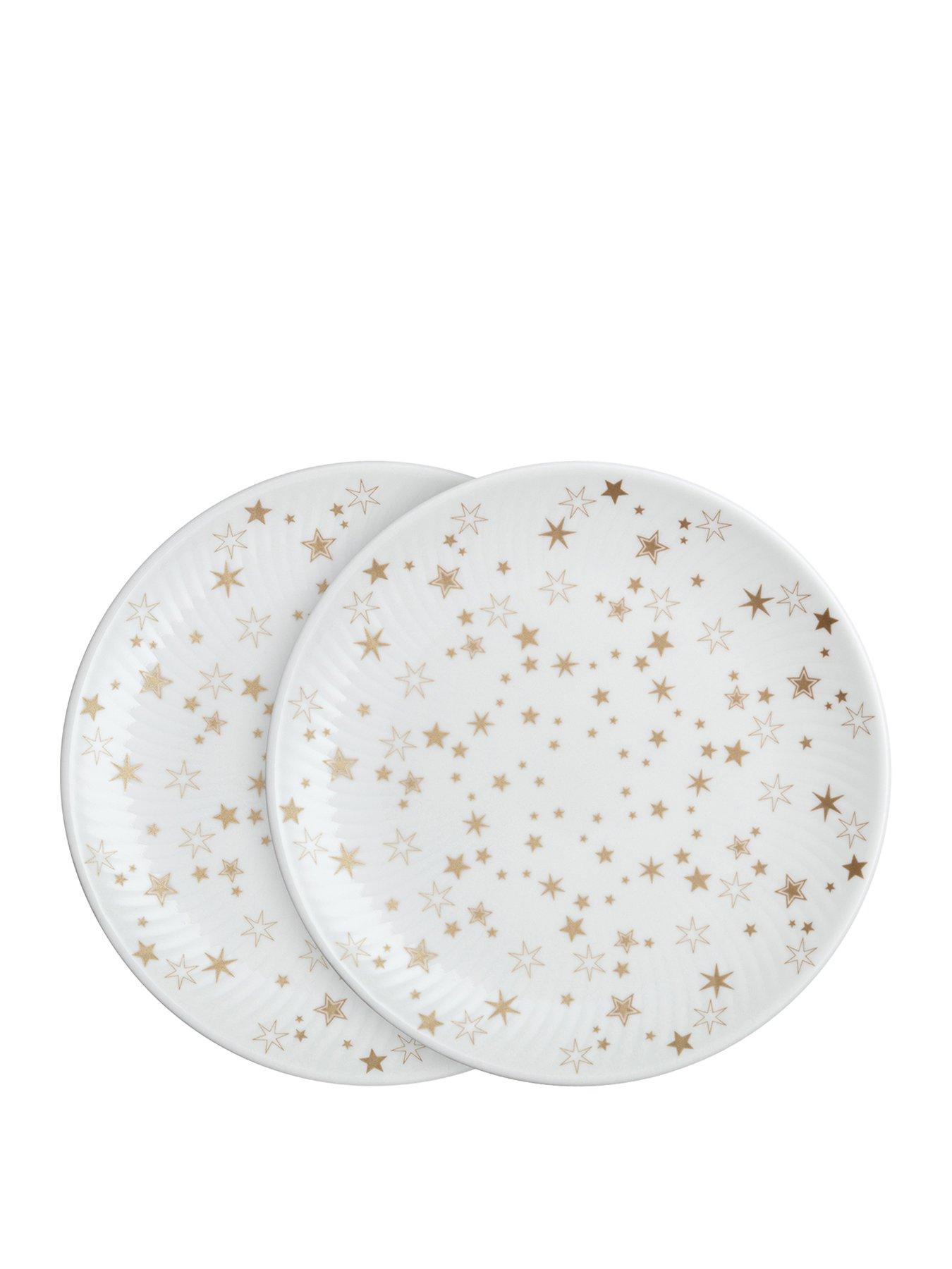 Image 1 of 4 of Denby Porcelain Stars Small Plates in White &ndash; Set of 2