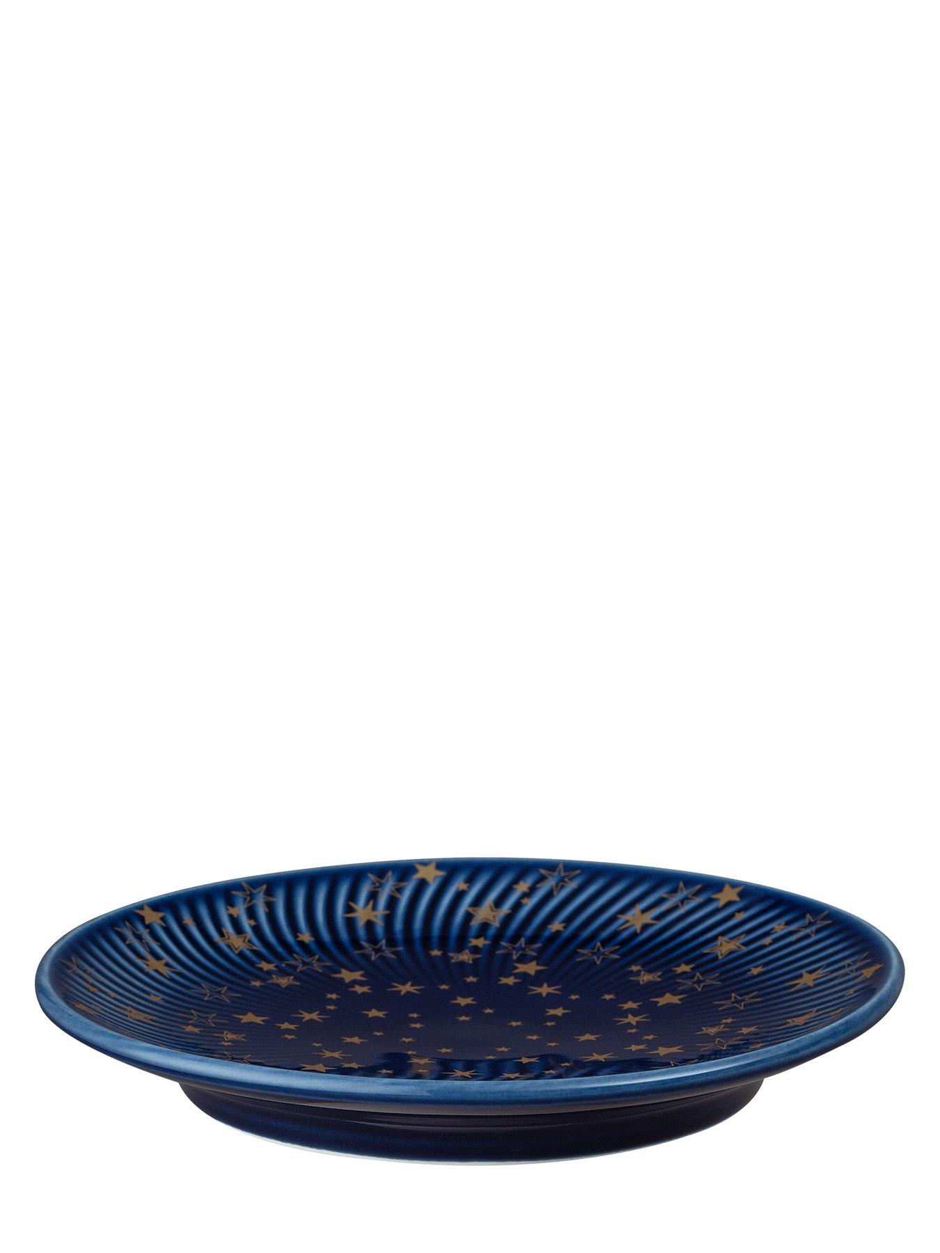 Image 2 of 4 of Denby Porcelain Stars Small Plates in Blue &ndash; Set of 2