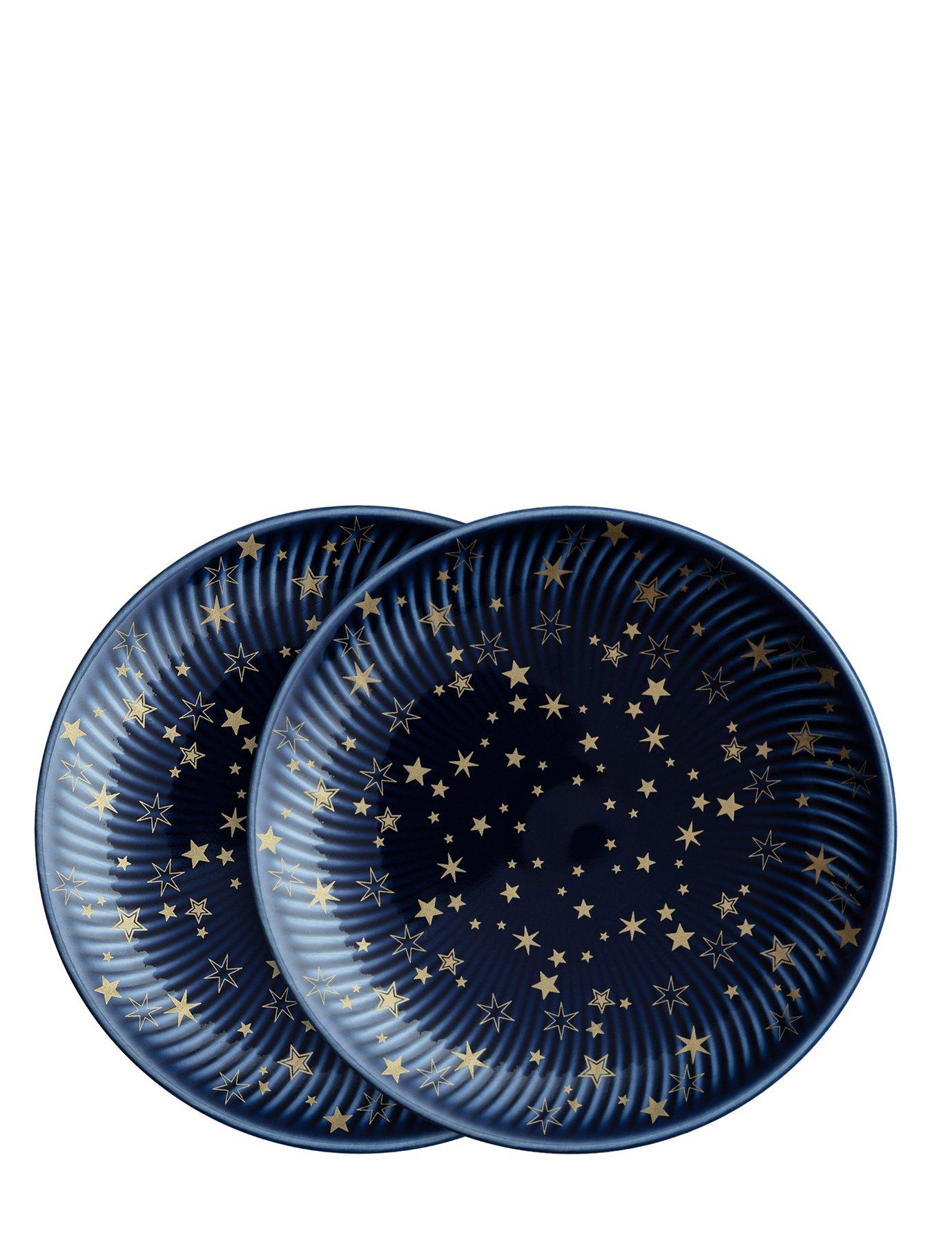 Image 4 of 4 of Denby Porcelain Stars Small Plates in Blue &ndash; Set of 2