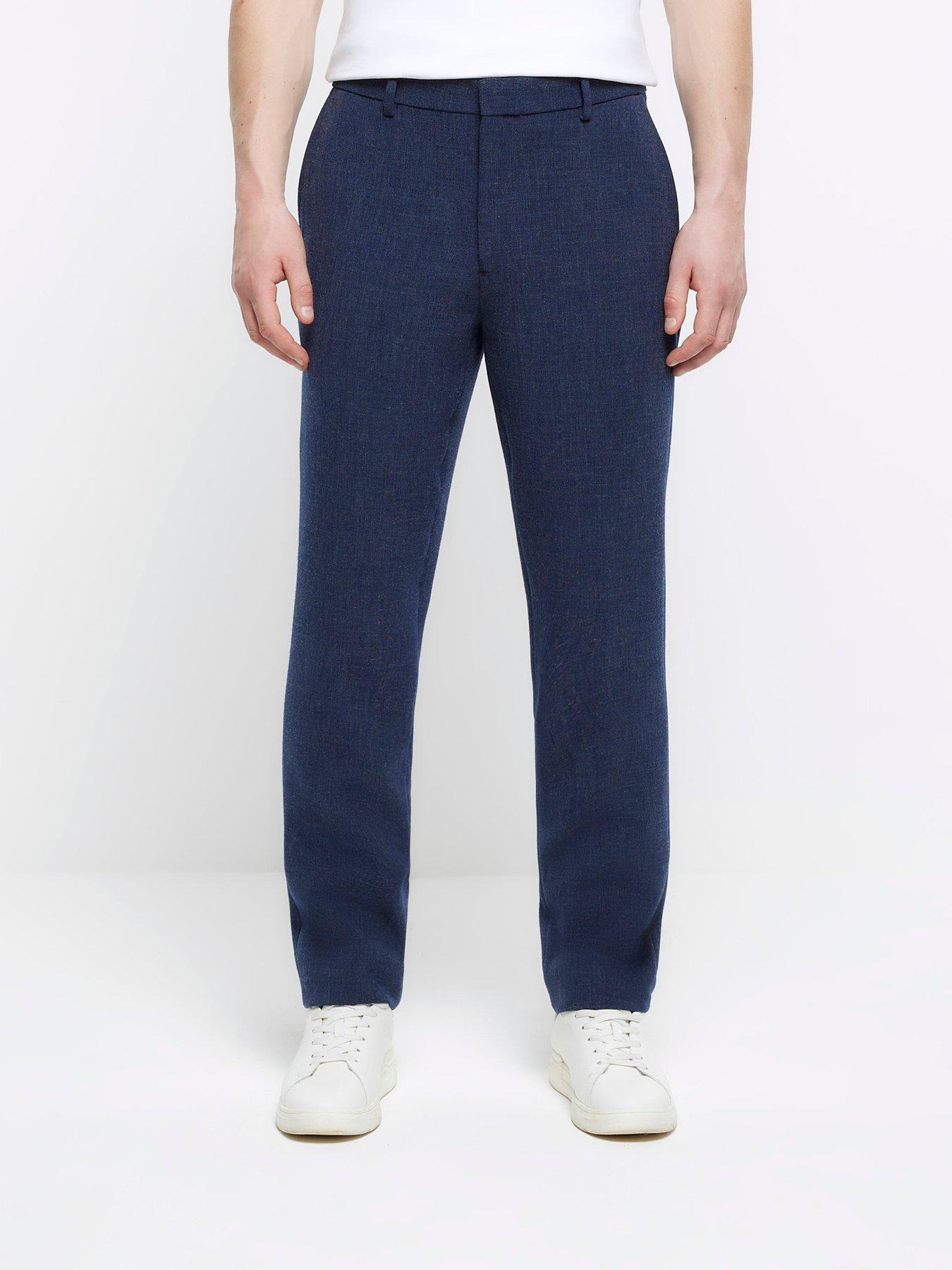 Image 1 of 5 of River Island Texture Ponte Trouser - Navy