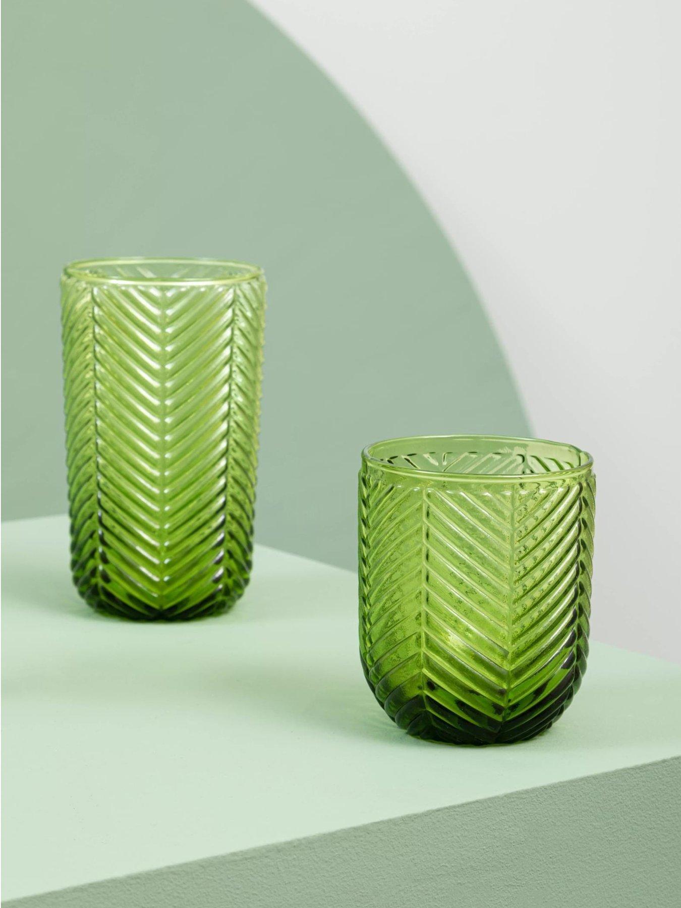 premier-housewares-fleur-set-of-four-green-tumblers