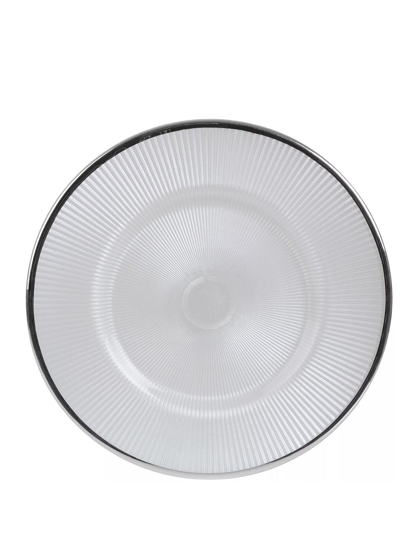 Image 1 of 4 of Premier Housewares Set of 4 Embossed White Glass Dinner Plates