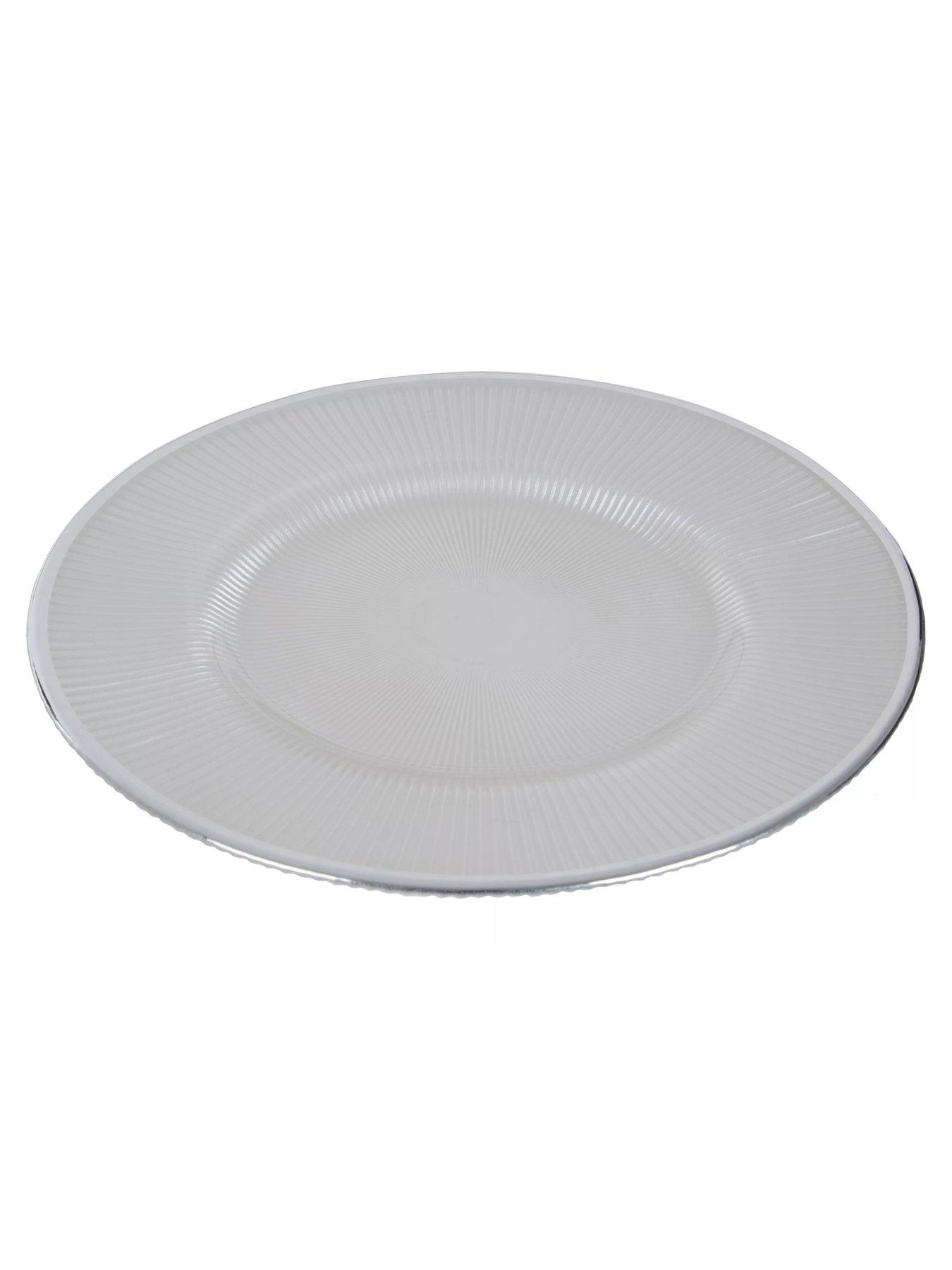 Image 2 of 4 of Premier Housewares Set of 4 Embossed White Glass Dinner Plates