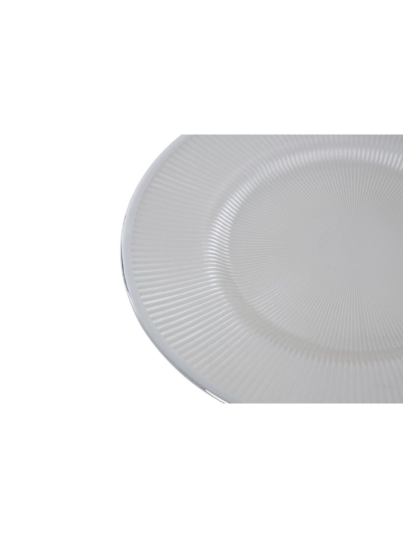Image 3 of 4 of Premier Housewares Set of 4 Embossed White Glass Dinner Plates
