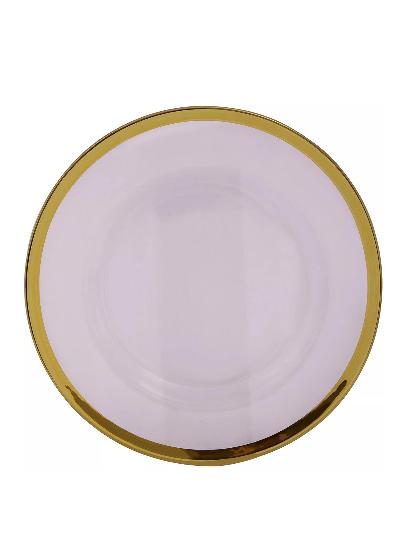 Image 1 of 5 of Premier Housewares Ida Set of Four 27 cm Glass Dinner Plates with Gold Rim