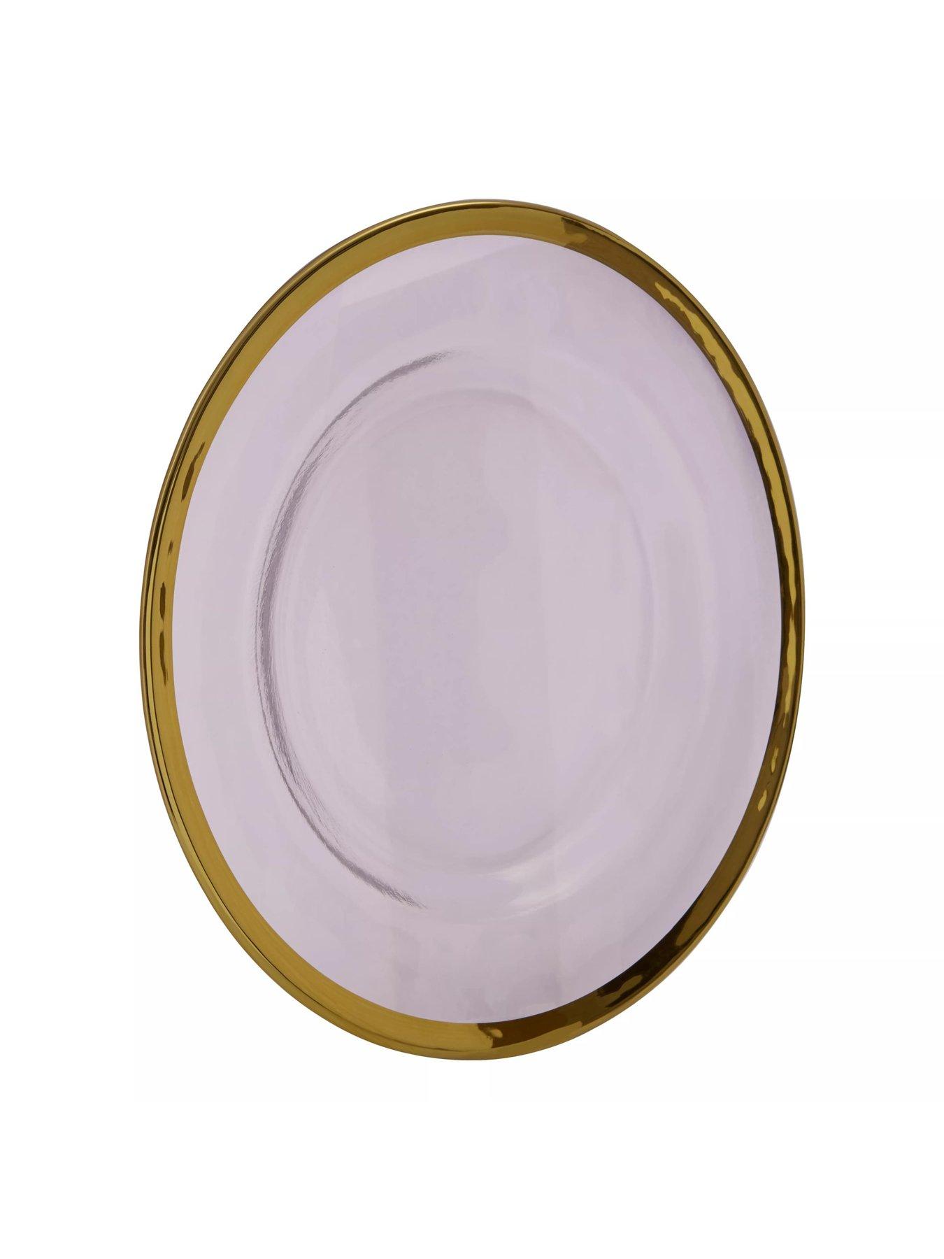 Image 2 of 5 of Premier Housewares Ida Set of Four 27 cm Glass Dinner Plates with Gold Rim