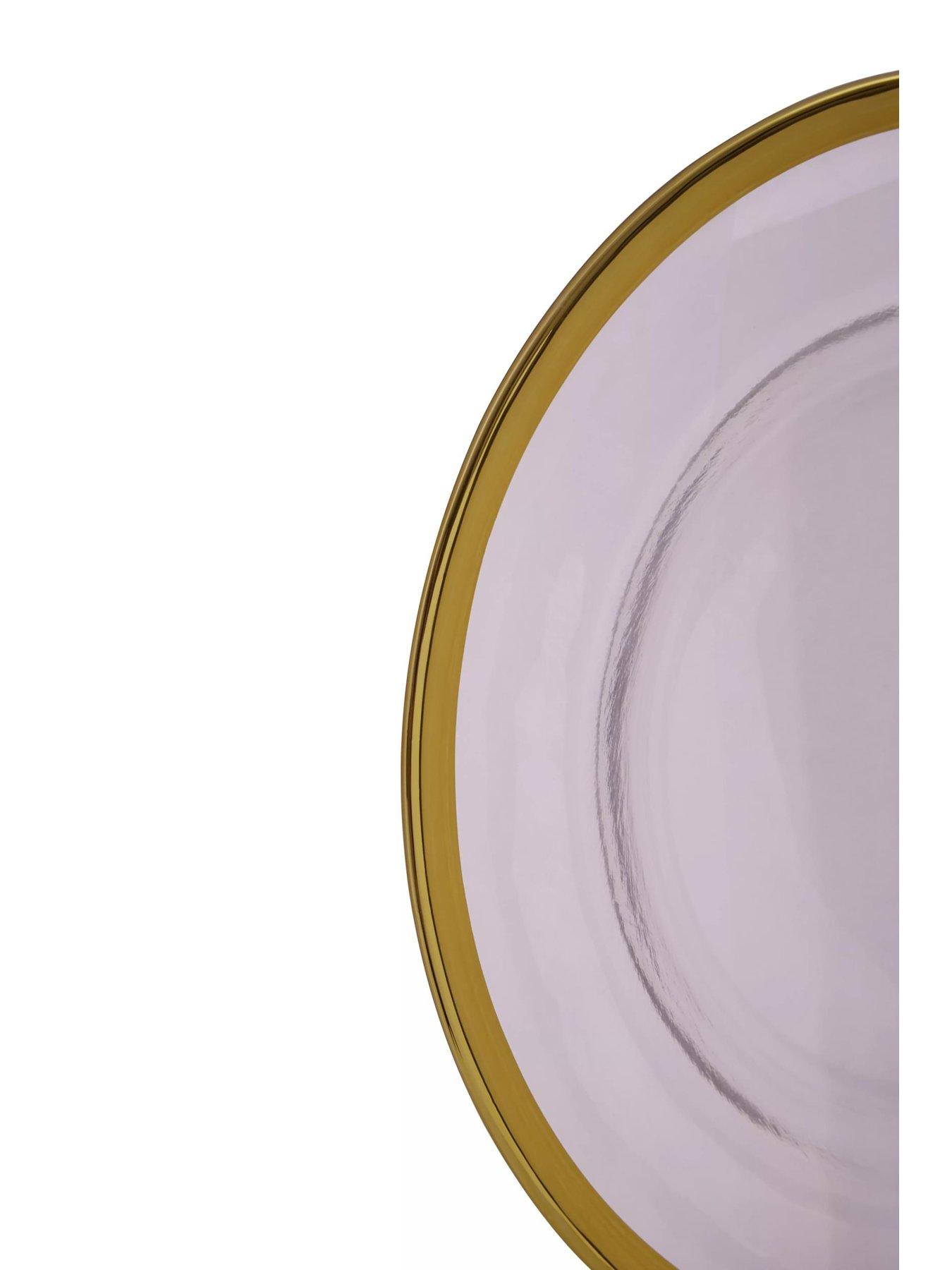 Image 3 of 5 of Premier Housewares Ida Set of Four 27 cm Glass Dinner Plates with Gold Rim