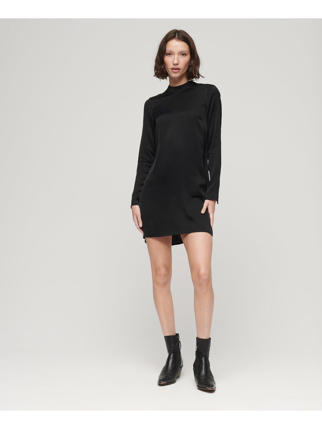 superdry-satin-mock-neck-mini-dress-blackback