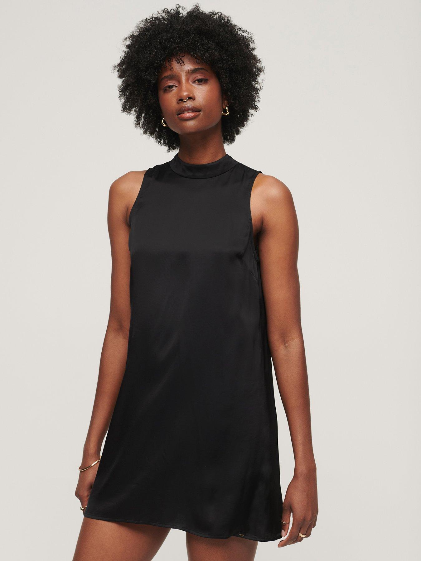 superdry-satin-high-neck-mini-dress-black