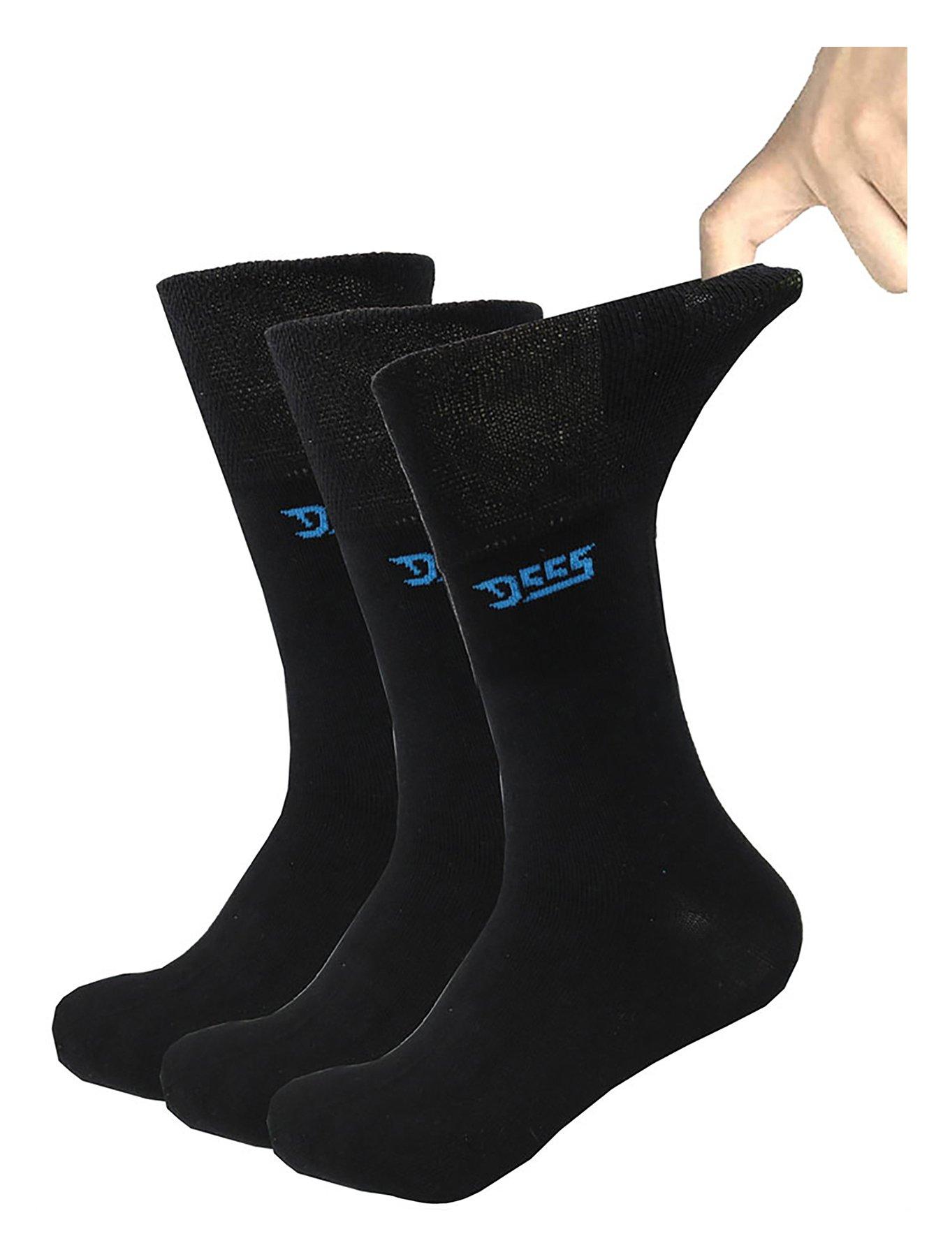 D555 3pk Extra Wide Comfort Fit Socks - Black