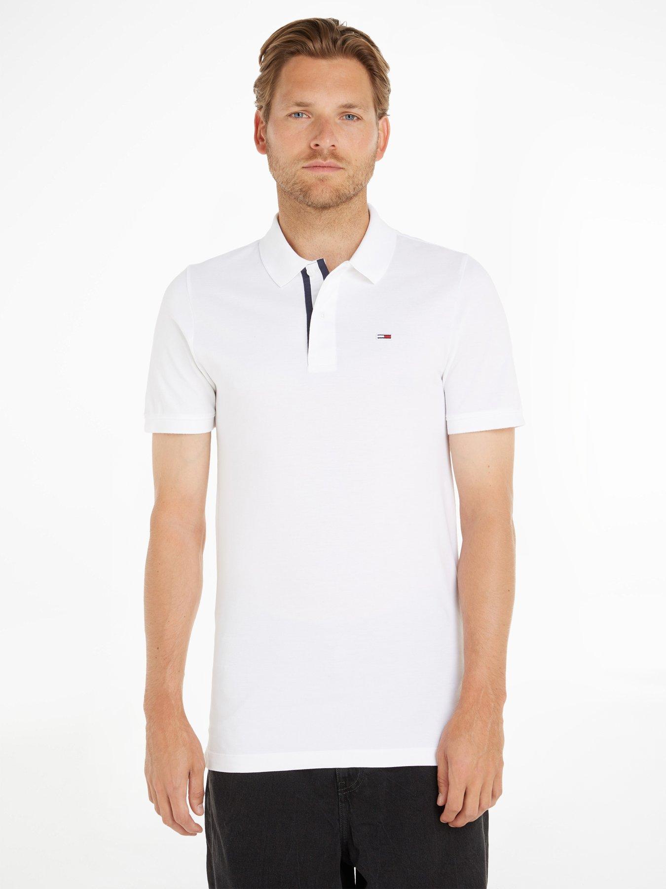 Image 1 of 3 of Tommy Jeans Cotton Slim Fit Polo T-Shirt - White