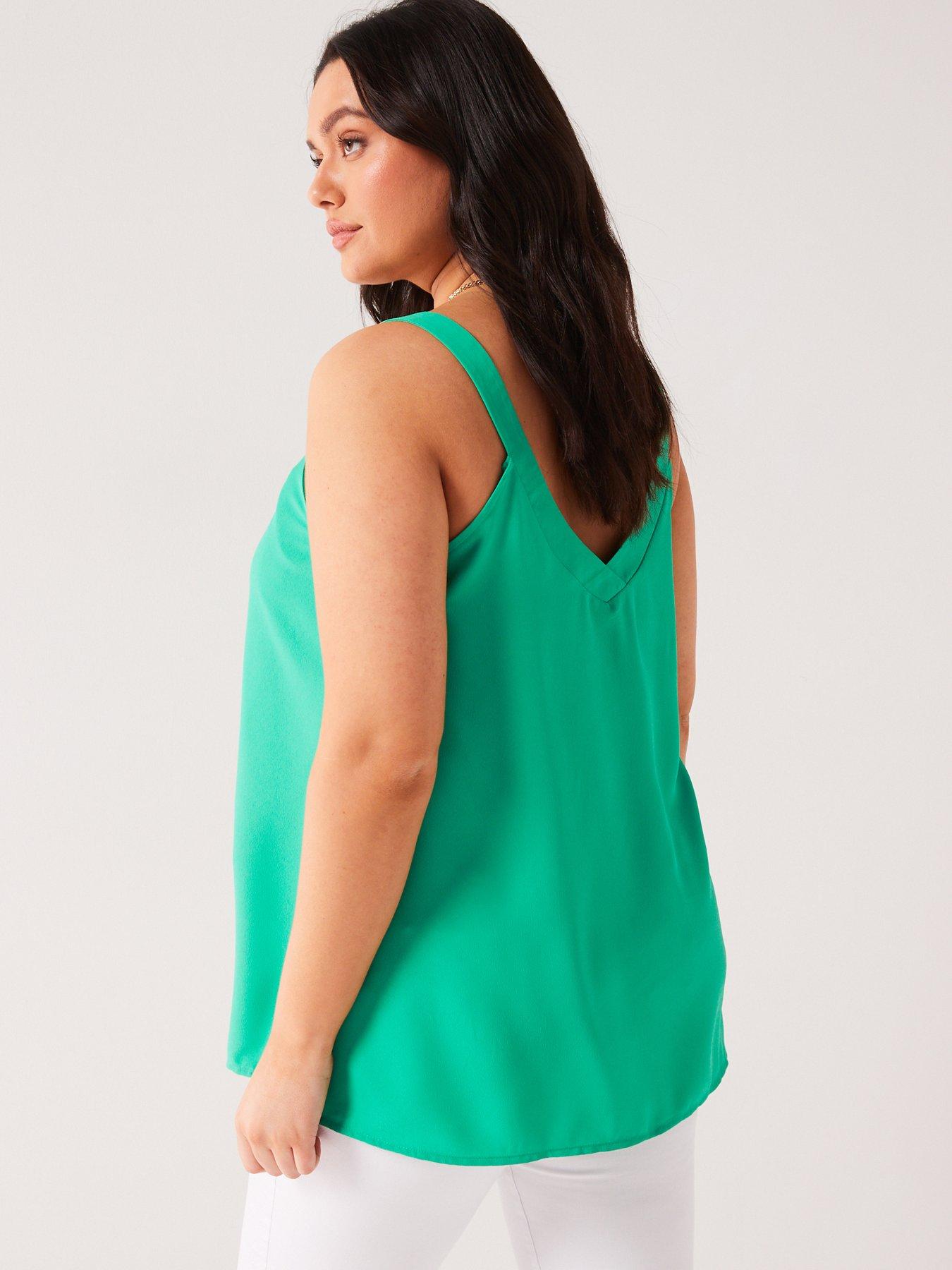 v-by-very-curve-essential-woven-cami-greenstillFront