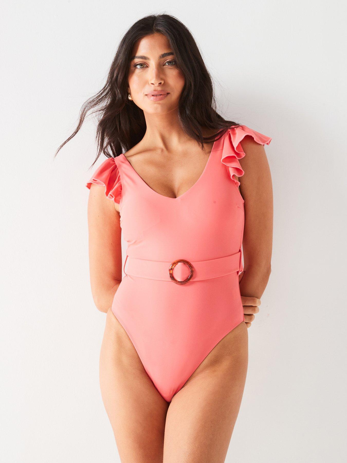 v-by-very-shape-enhancing-belted-frill-detail-swimsuit-light-pink