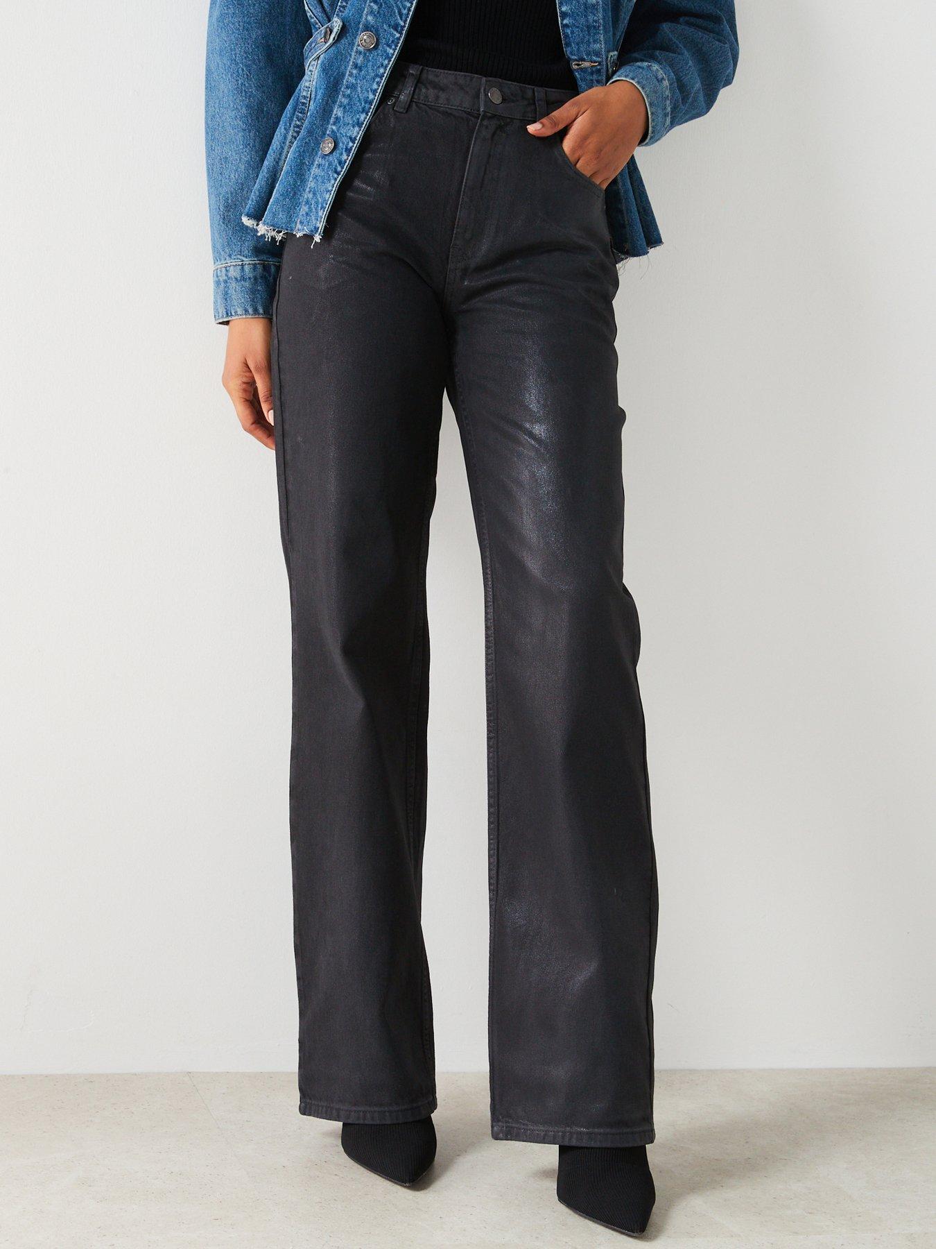 mango-glossy-effect-mid-waist-jeans-black