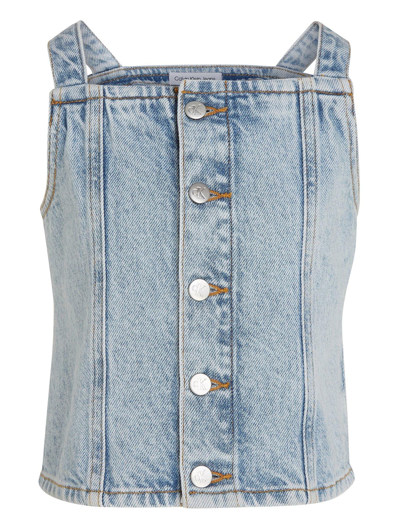 calvin-klein-jeans-girls-powder-blue-strap-denim-top-powder-bluefront