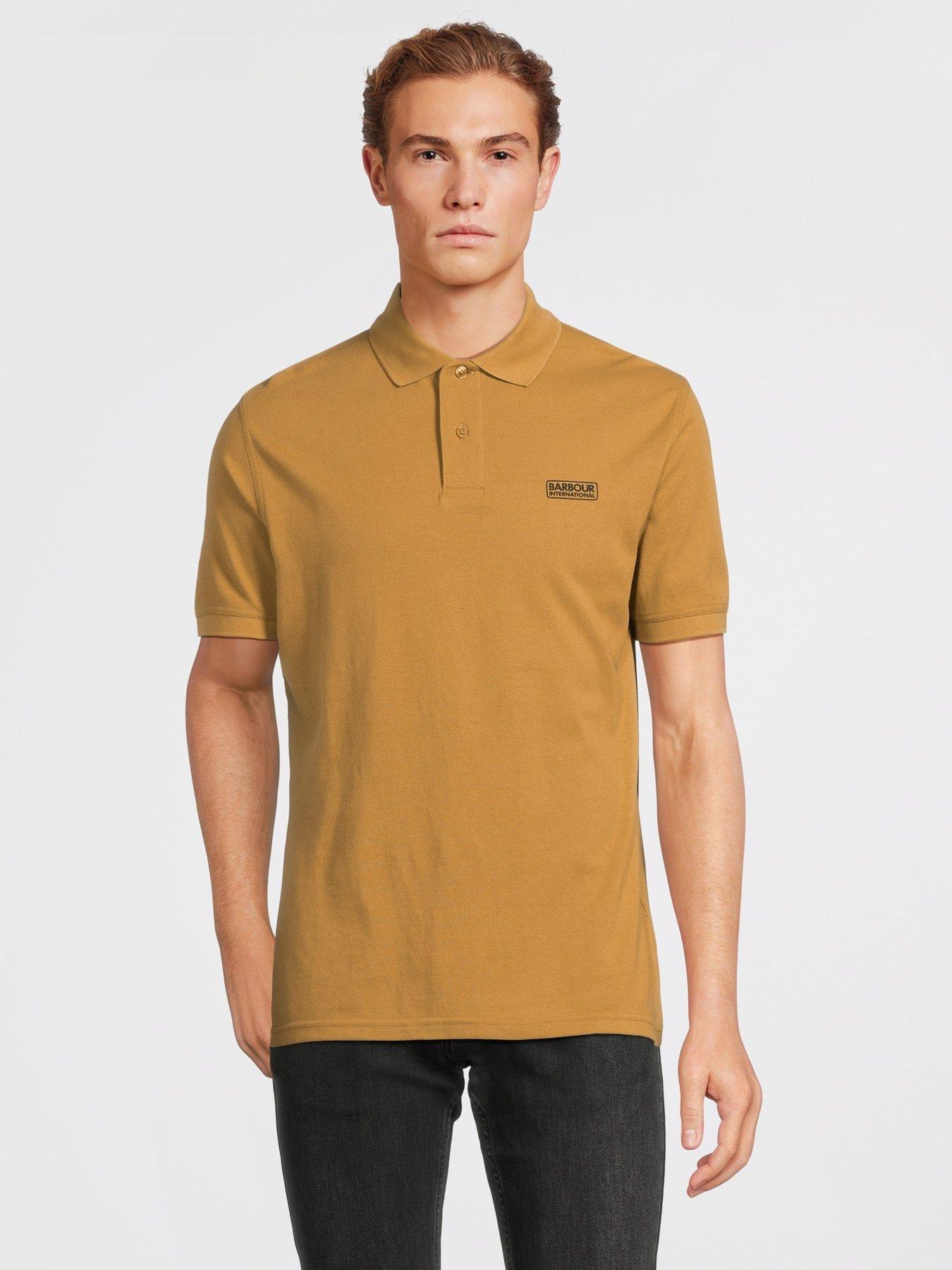 barbour-international-exclusive-essential-pique-tailored-polo-shirt-light-brownfront