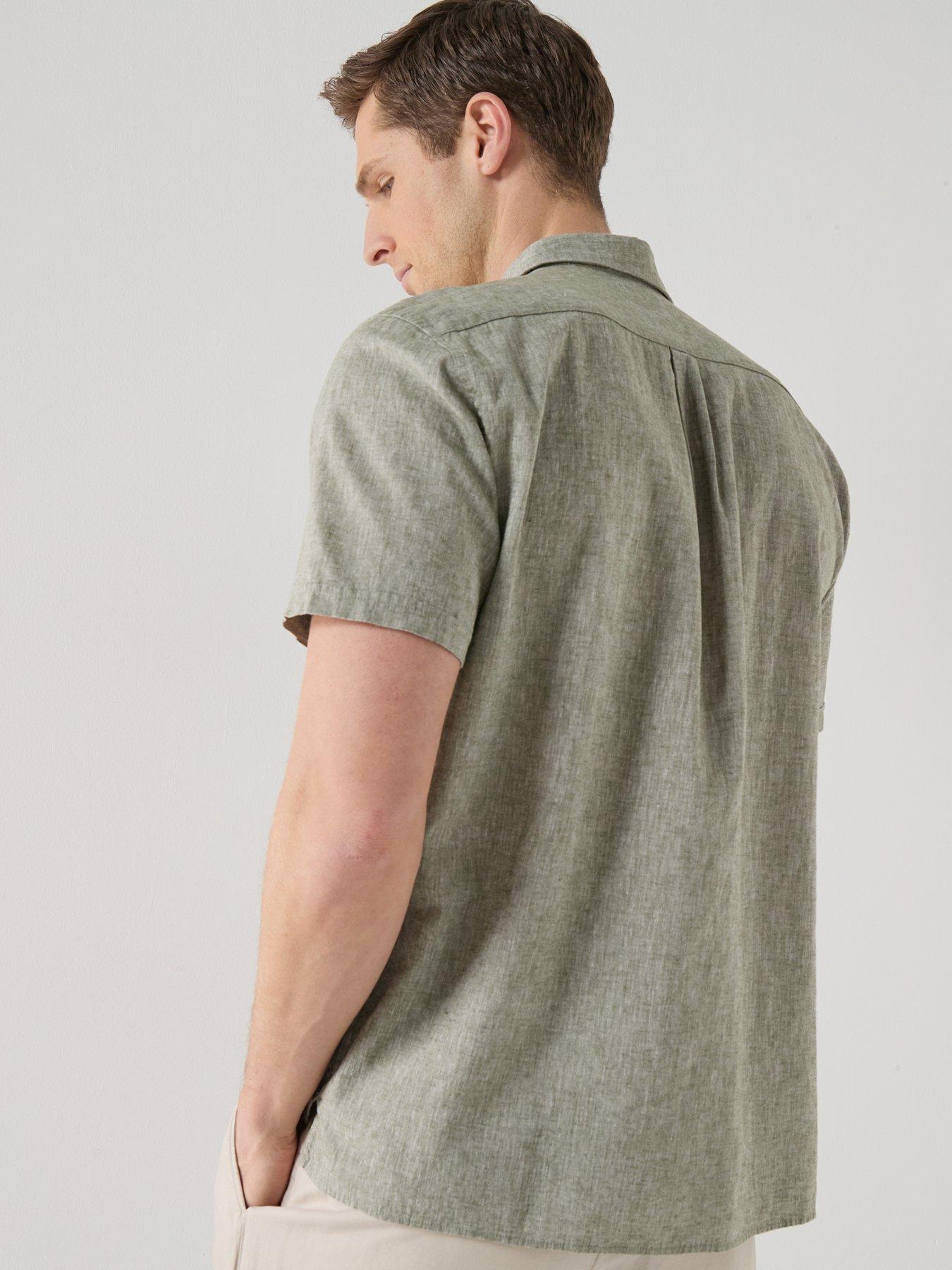 Image 2 of 5 of Barbour Barbour Short Sleeve Linen Blend Regular Fit Shirt - Khaki