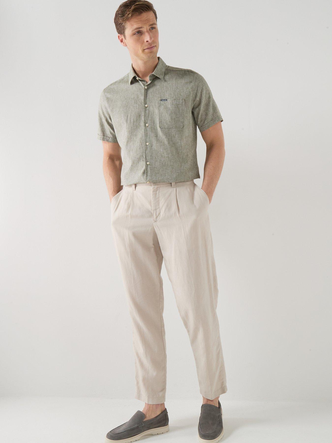 Image 3 of 5 of Barbour Barbour Short Sleeve Linen Blend Regular Fit Shirt - Khaki