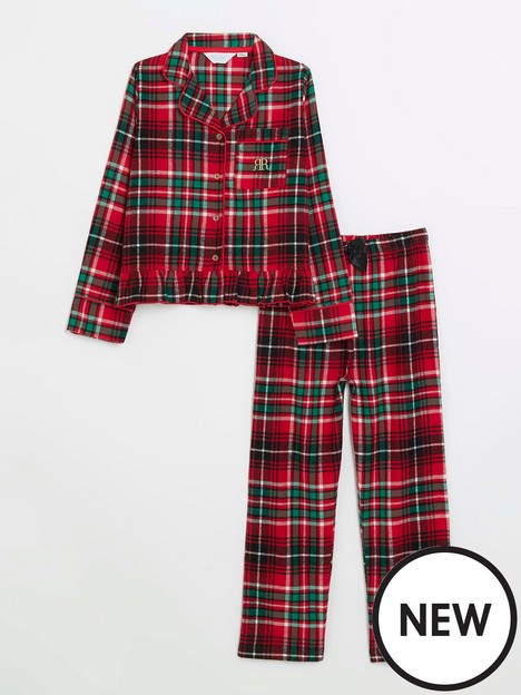 river-island-girls-check-frill-pyjama-set-red