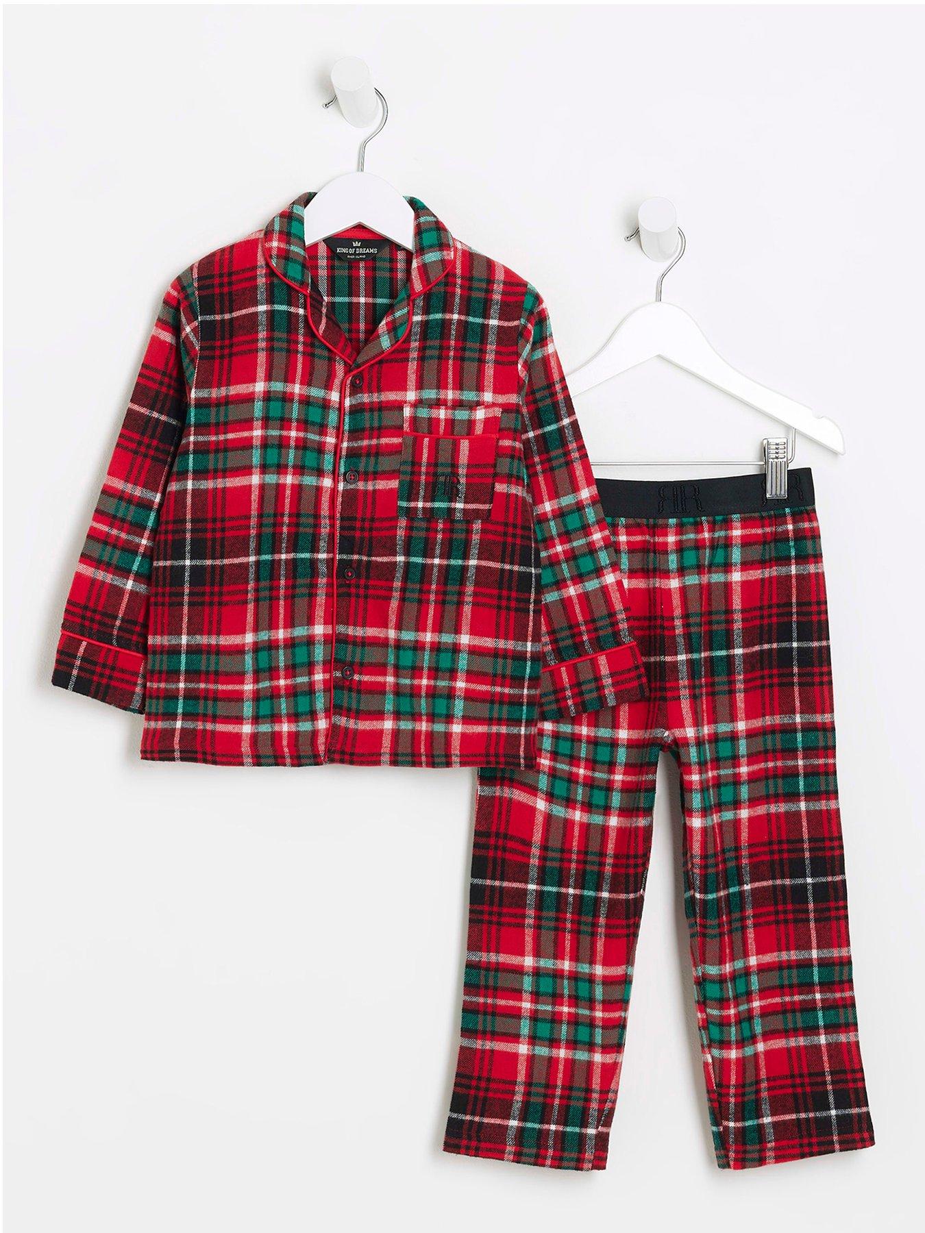 In The Style Unisex Kids Family Reindeer Fairisle Jersey Pyjama Set - Red