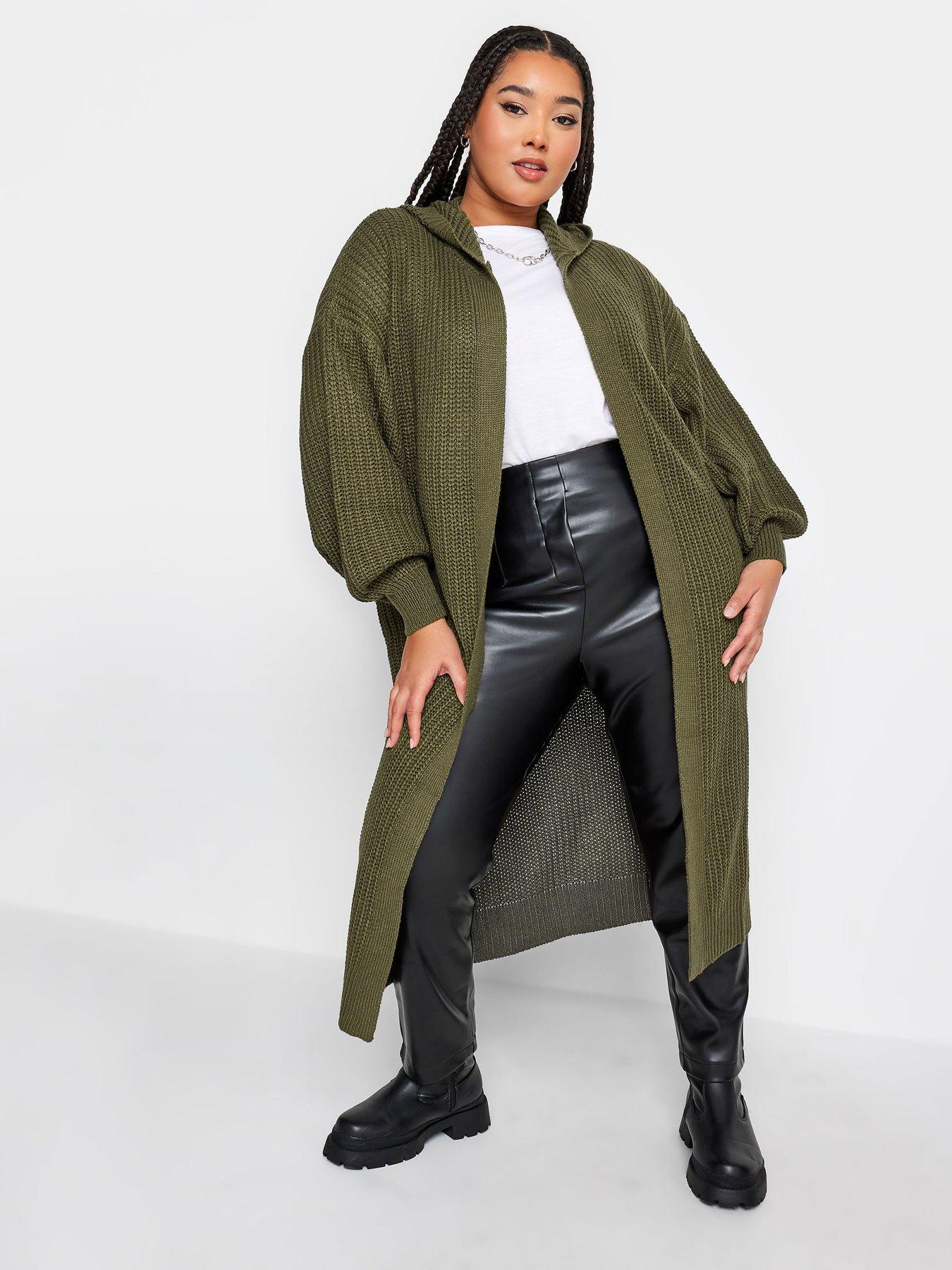 Yours Longline Cardigan Hooded Khaki Very Ireland