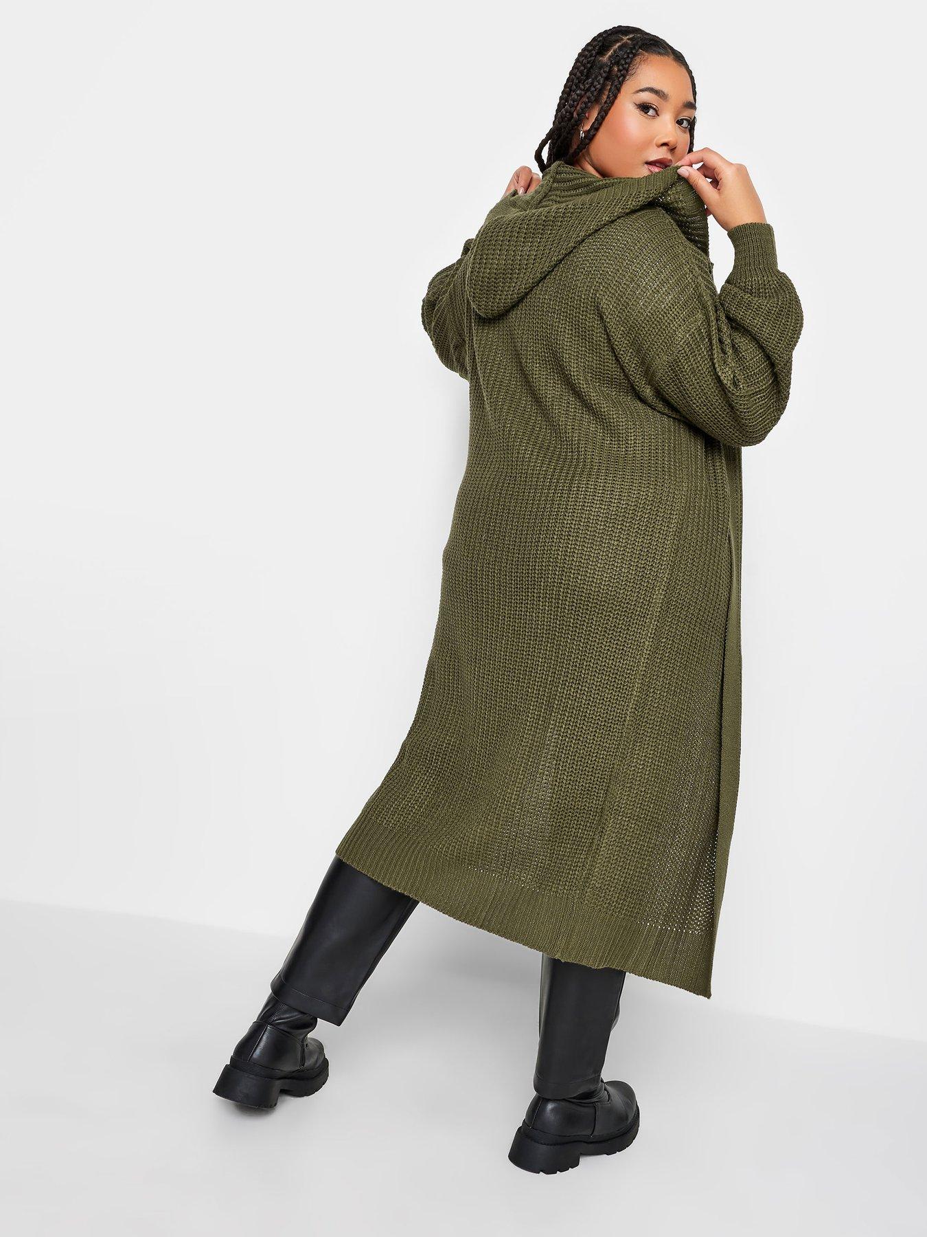 Longline Cardigan Hooded Khaki