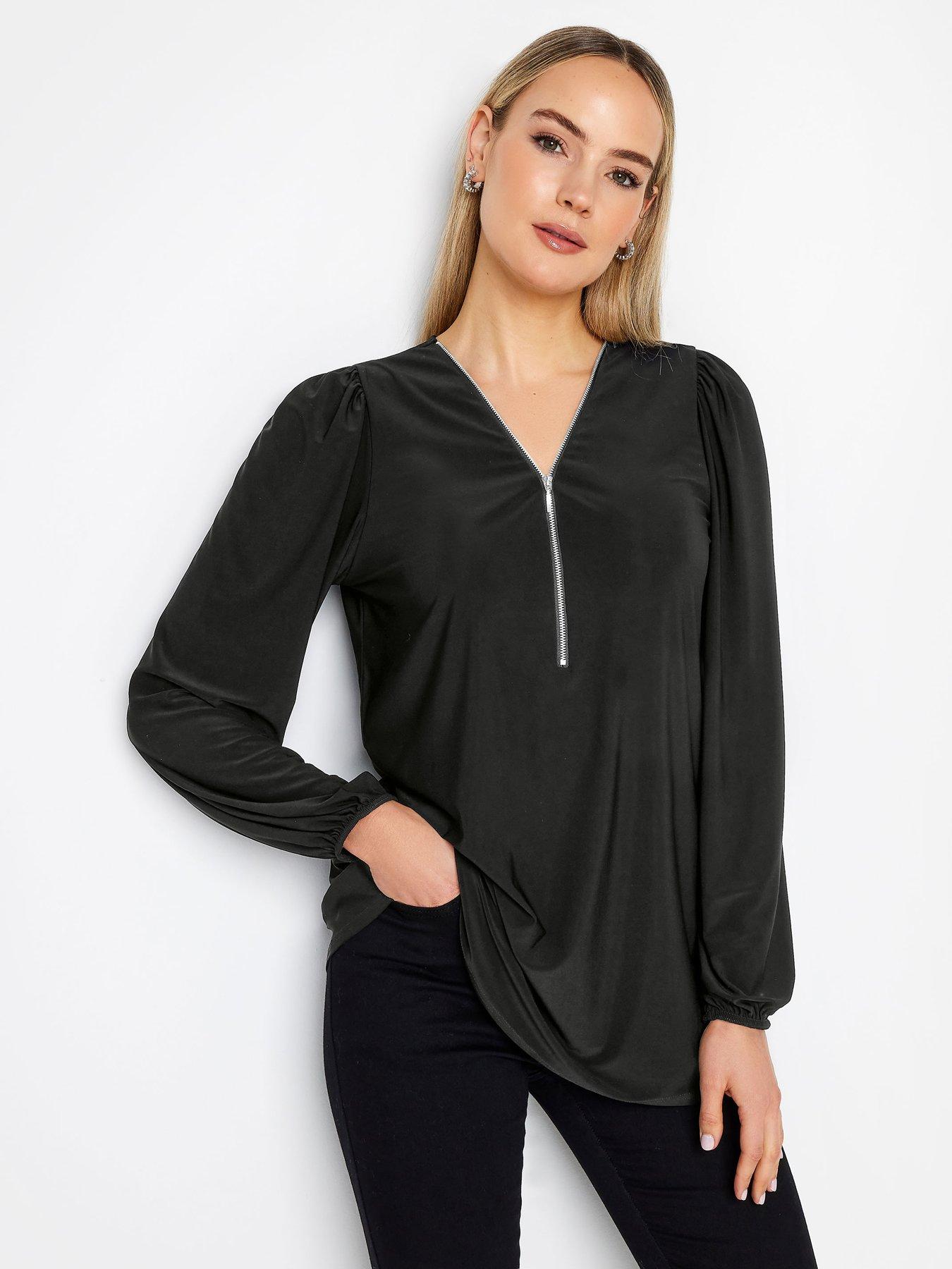 long-tall-sally-balloon-sleeve-zip-neck-top-black