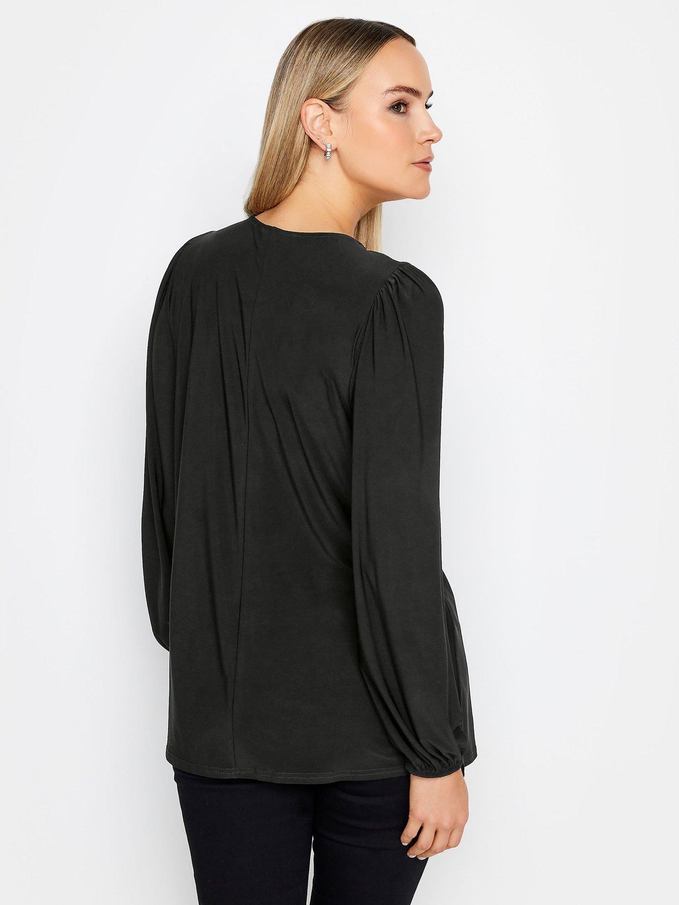 long-tall-sally-balloon-sleeve-zip-neck-top-blackstillFront